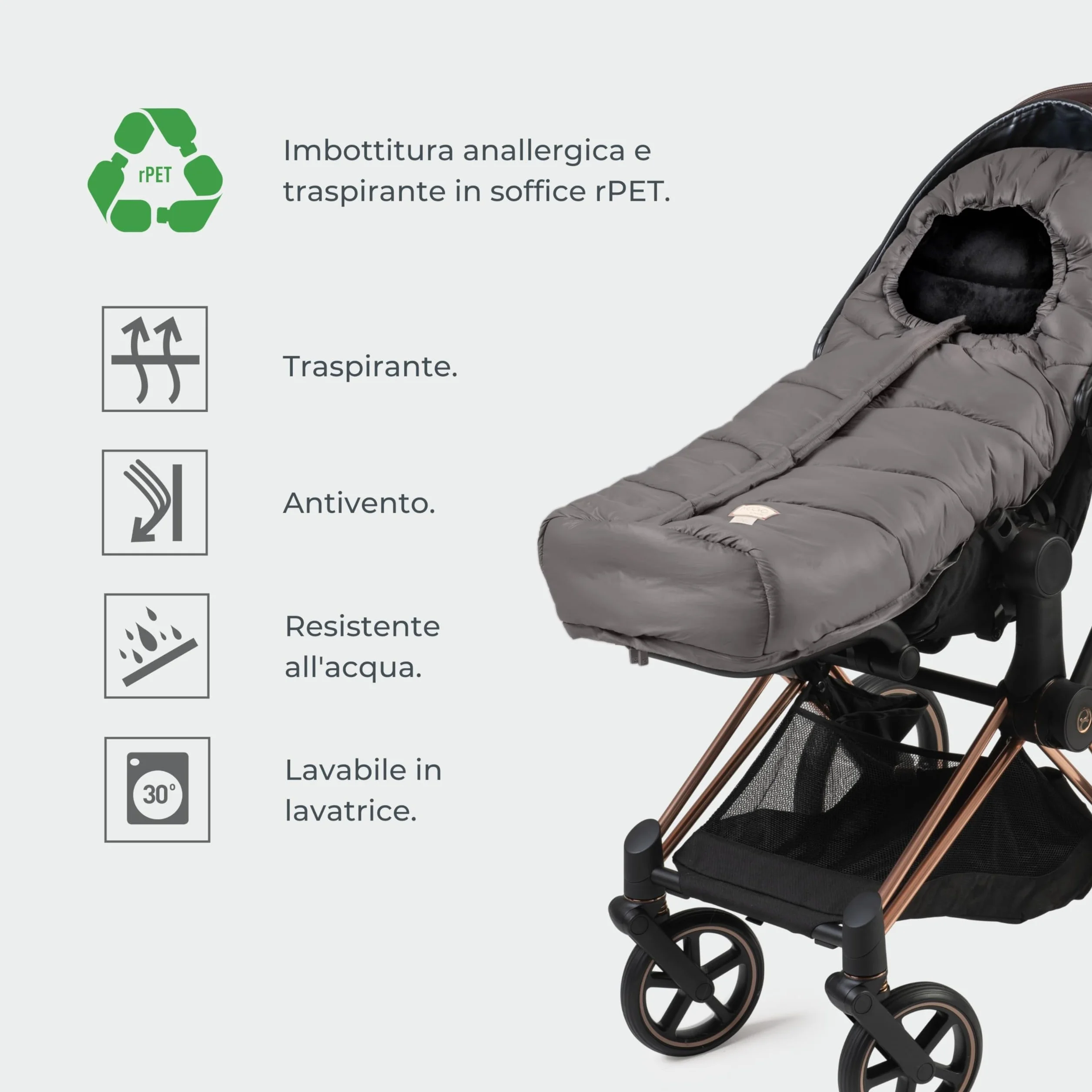 Moovo by Nuvita 9905 Junior One | Sacco Universale per Seggiolini Auto | Perfetto per Bambini da 6 a 36 Mesi (100 cm) | Protezione Fino a -10°C anti pioggia e anti vento | Sabbia