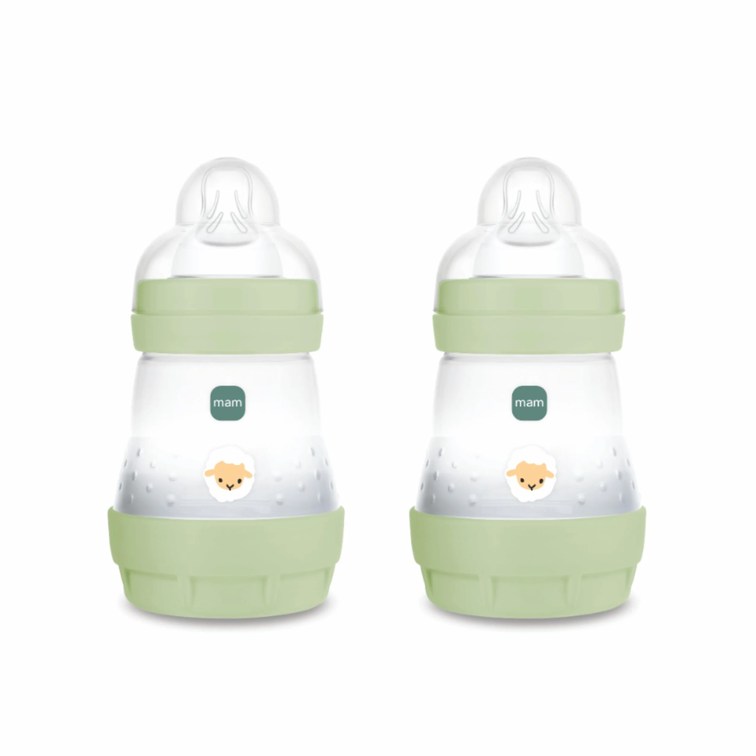 MAM Biberon Easy Start 160 ml (Set da 2), Kit da 2 biberon anticolica per allattamento misto che riduce le bolle d'aria e il rischio di coliche, Accessori neonati con tettarella misura 1, Verde