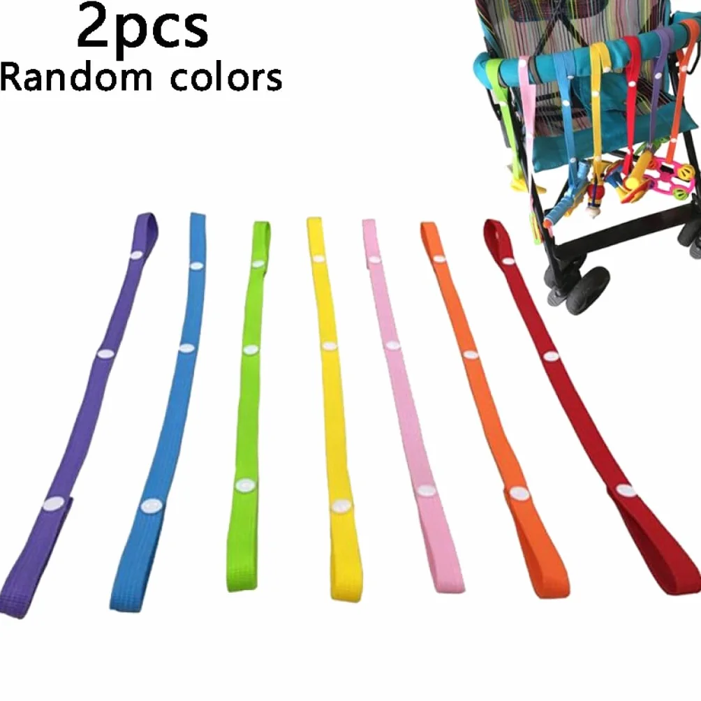 Cinghie per passeggino, 2 cinghie regolabili per appendere giocattoli, cinghia con fibbia resistente alla caduta per giocattoli, tazza, bottiglia (60 cm, colore casuale)