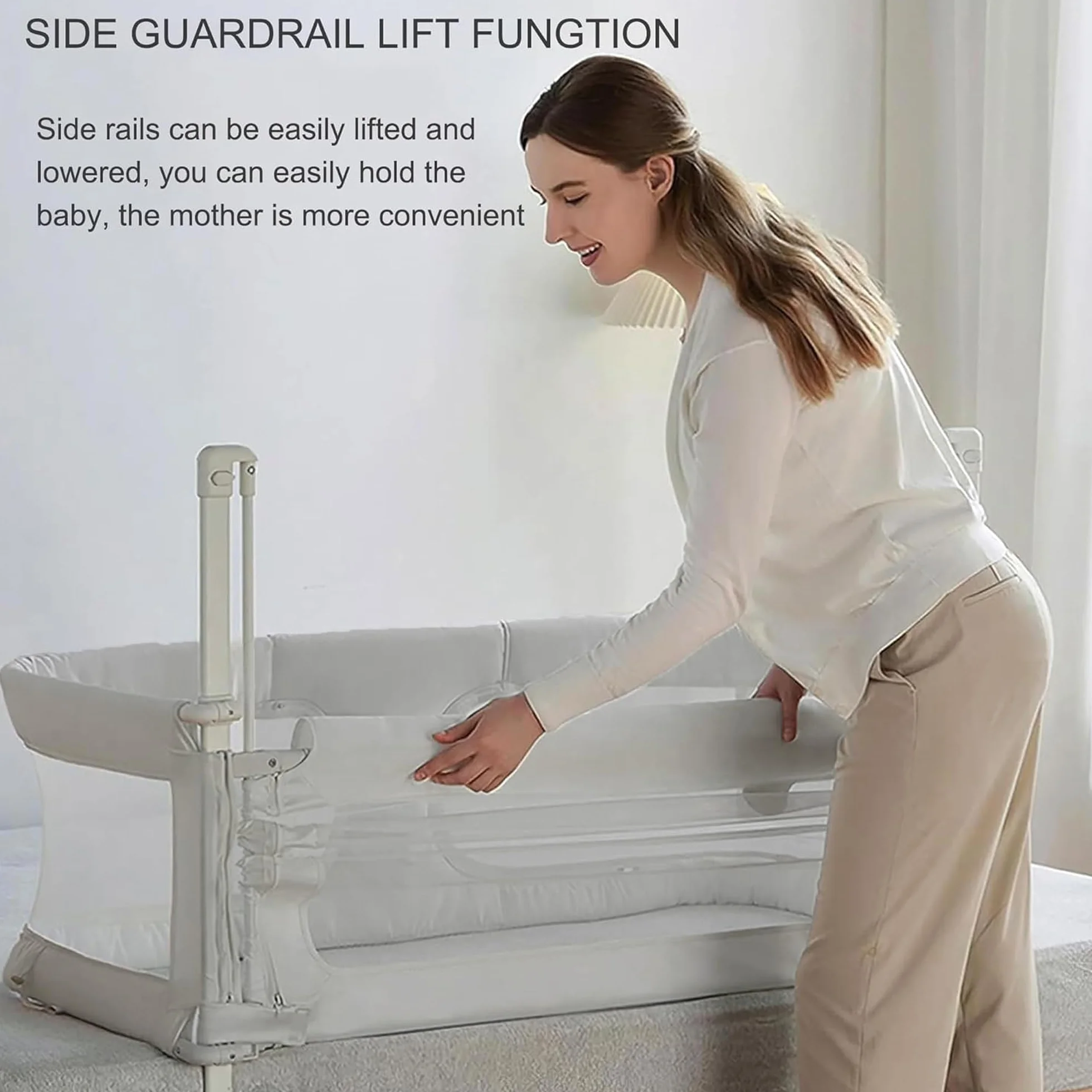 3 in 1 Culla per Neonato Fianco Letto, Culla Nex to Me, culla per Bambini, culla portatile pieghevole, finestra in rete traspirante e visibile, fodera morbida lavabile e robusta lega di alluminio ( Co