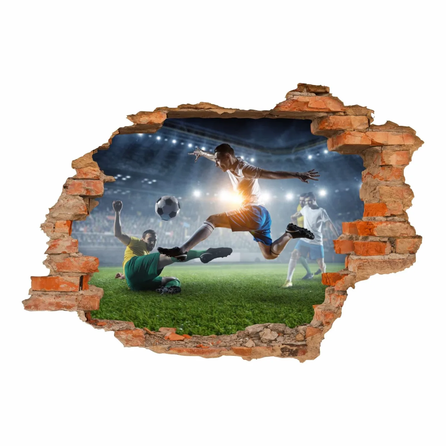 nikima Schönes für Kinder 223 - Adesivo da parete, motivo calcio, foro nella parete, dimensioni: 1500 x 1000 mm, in 6 misure, per cameretta dei bambini, decorazione da parete