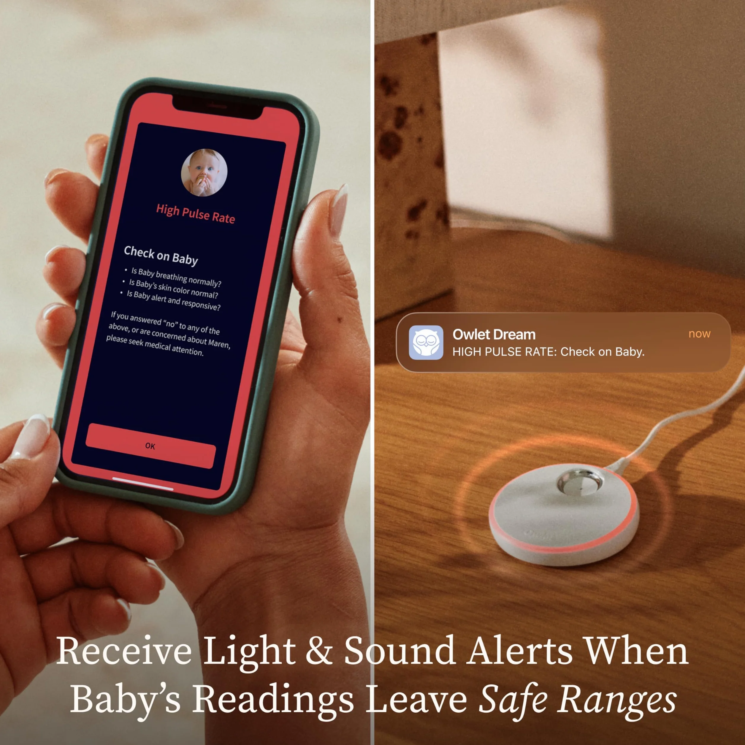 Owlet Dream Duo™ 3 - Dream Sock Mint + Dream Sight - Sistema di monitoraggio intelligente per la salute dei bebè