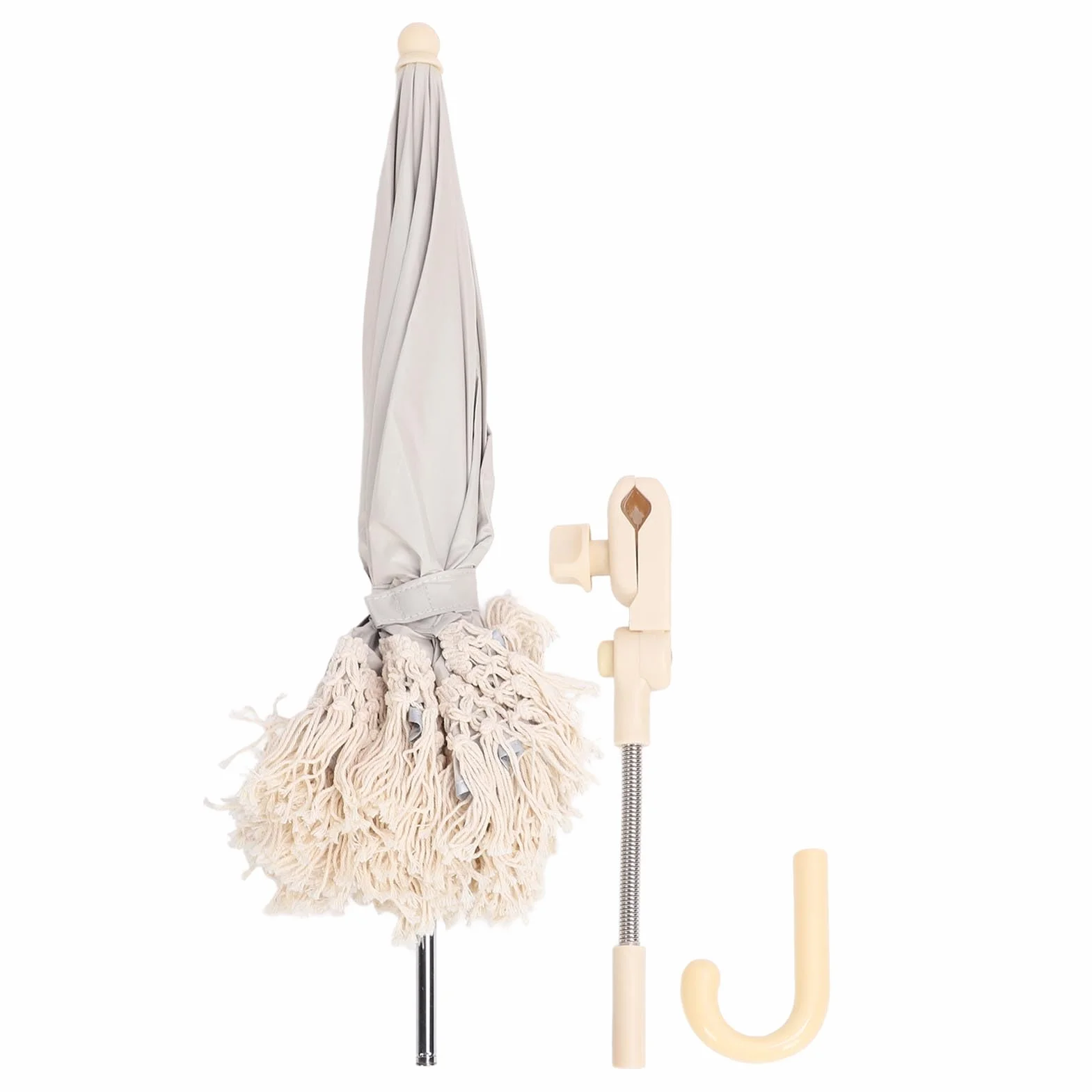 Ombrellone da Esterno per Bambini con Nappa, Frangia, Ombrellone da Spiaggia per Bambini a Prova di Raggi Ultravioletti con Borsa per il Trasporto, per Oggetti di Scena (Beige)