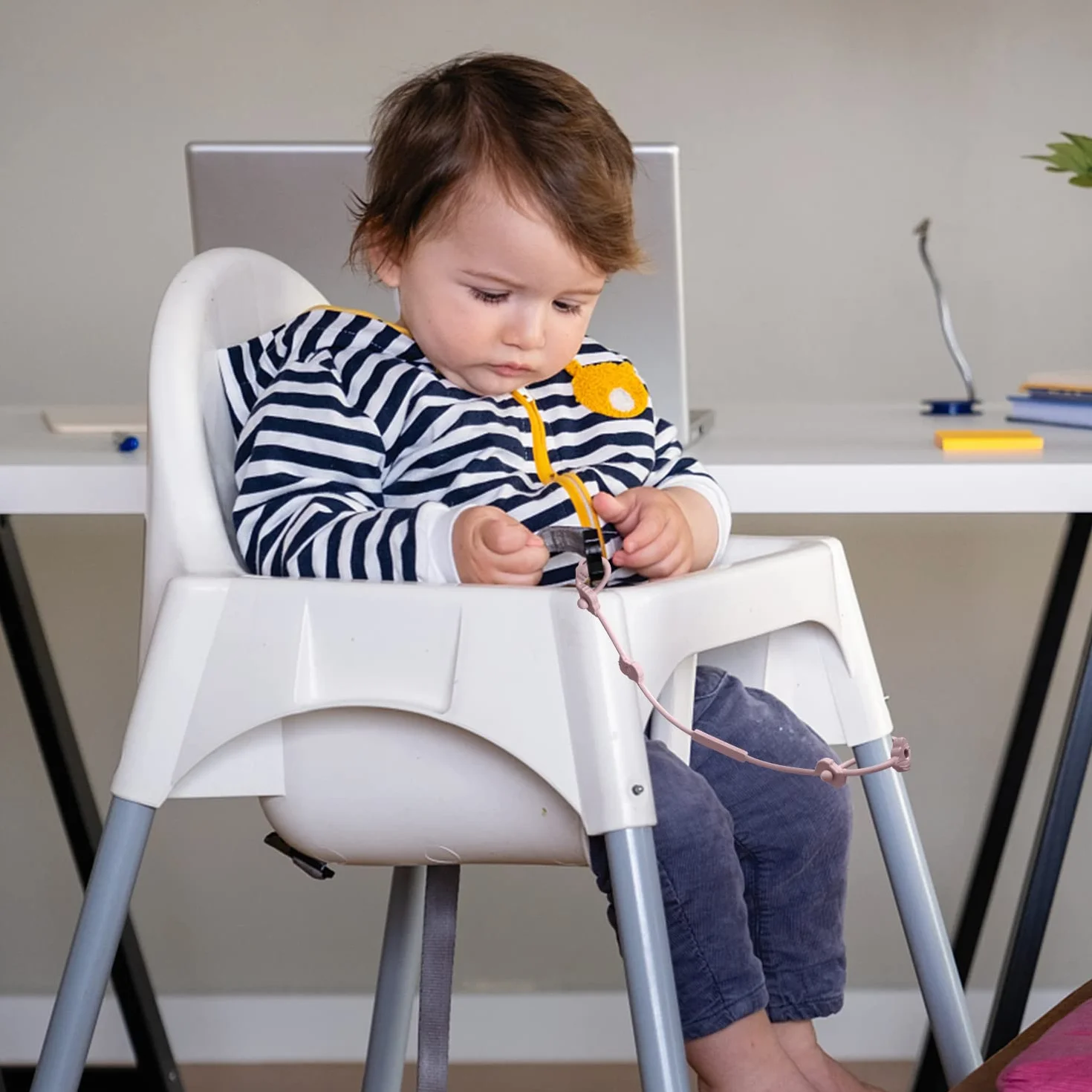 Set di 4 cinture di sicurezza per giocattoli, in silicone Pacifier, per snack, con cinghie, per passeggino, seggiolone, culla, ragazzi e ragazze di 3 mesi