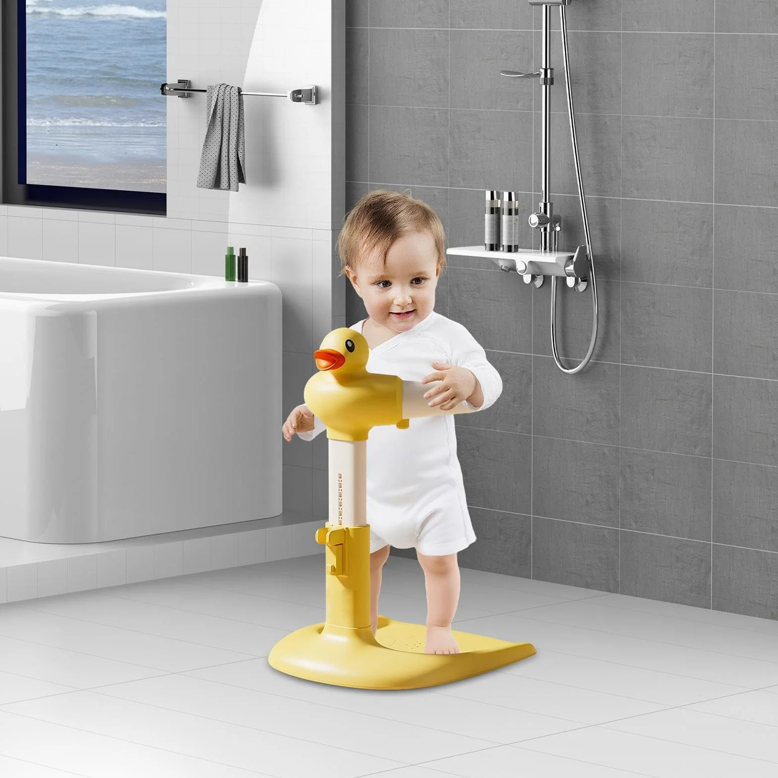 Supporto Per Doccia Del Bambino - Supporto Per Bagnetto In Piedi - Scaffale Regolabile con Base Antiscivolo per Bambini Casa e Asilo