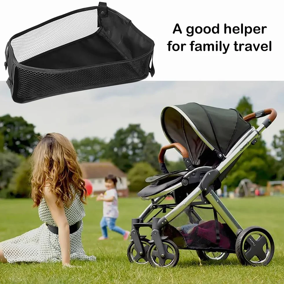 Cestino per Passeggino, Borsa a Rete Portatile per Passeggino, Carrozzina Cestino Inferiore, Borsa Portaoggetti Universale, Fondo da Appendere del Passeggino, per Riporre Prodotti Del Bambino, Nero