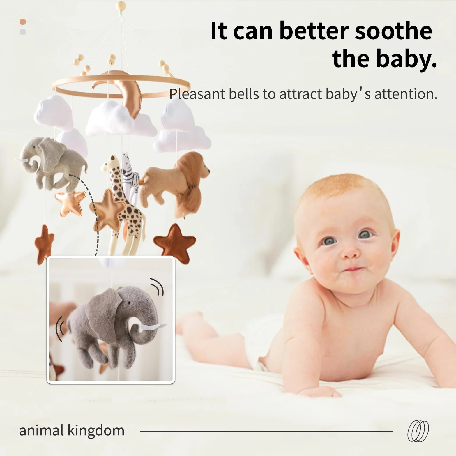 Safari - Giostrina per culla per bambini, realizzata a mano, in feltro, decorazione per la cameretta dei bambini e come regalo per la doccia