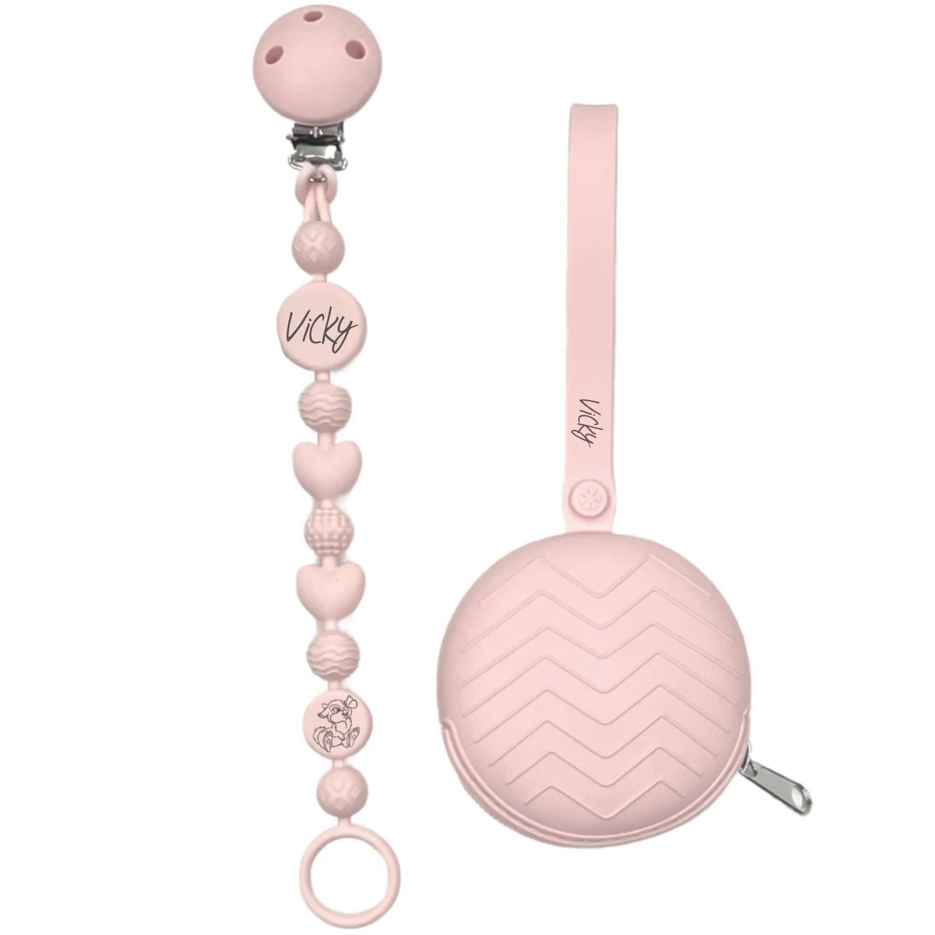 Portaciuccio, Portasucchietto IN SILICONE,Catenella portaciuccio personalizzata con nome BUBBLE BOROTALCO BABYJART,ULTRA LEGGERA,lavabile, sicura per il bambino,compatibile con ciuccio MAM e CHICCO!