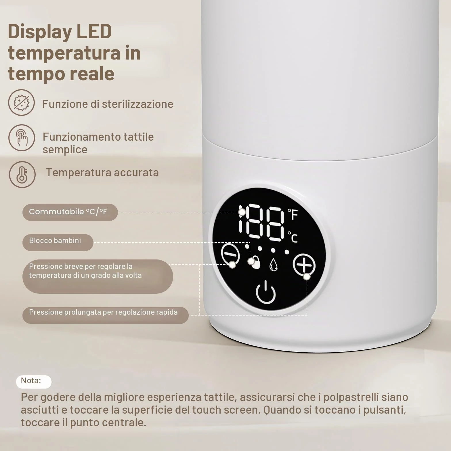 Scaldabottiglie portatile elettrico a riscaldamento rapido ricaricabile (500 ml) con indicatore LED per latte materno e acqua, per auto, campeggio e viaggi