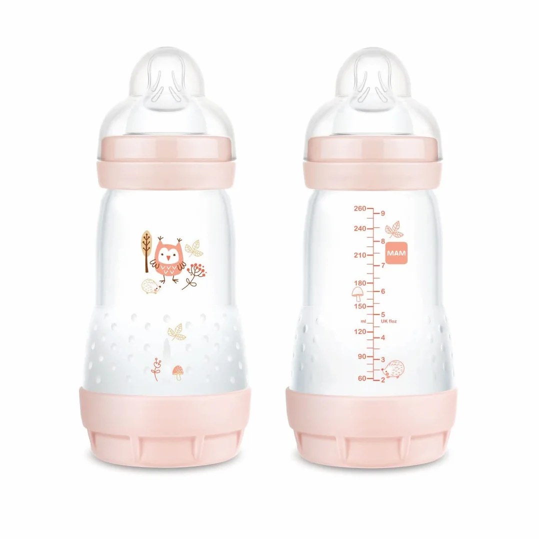 MAM Biberon Easy Start Anticolica, in Set da 2, con Tettarella in Silicone SkinSoftTM, 2+ Mesi, 260 ml, Rosa