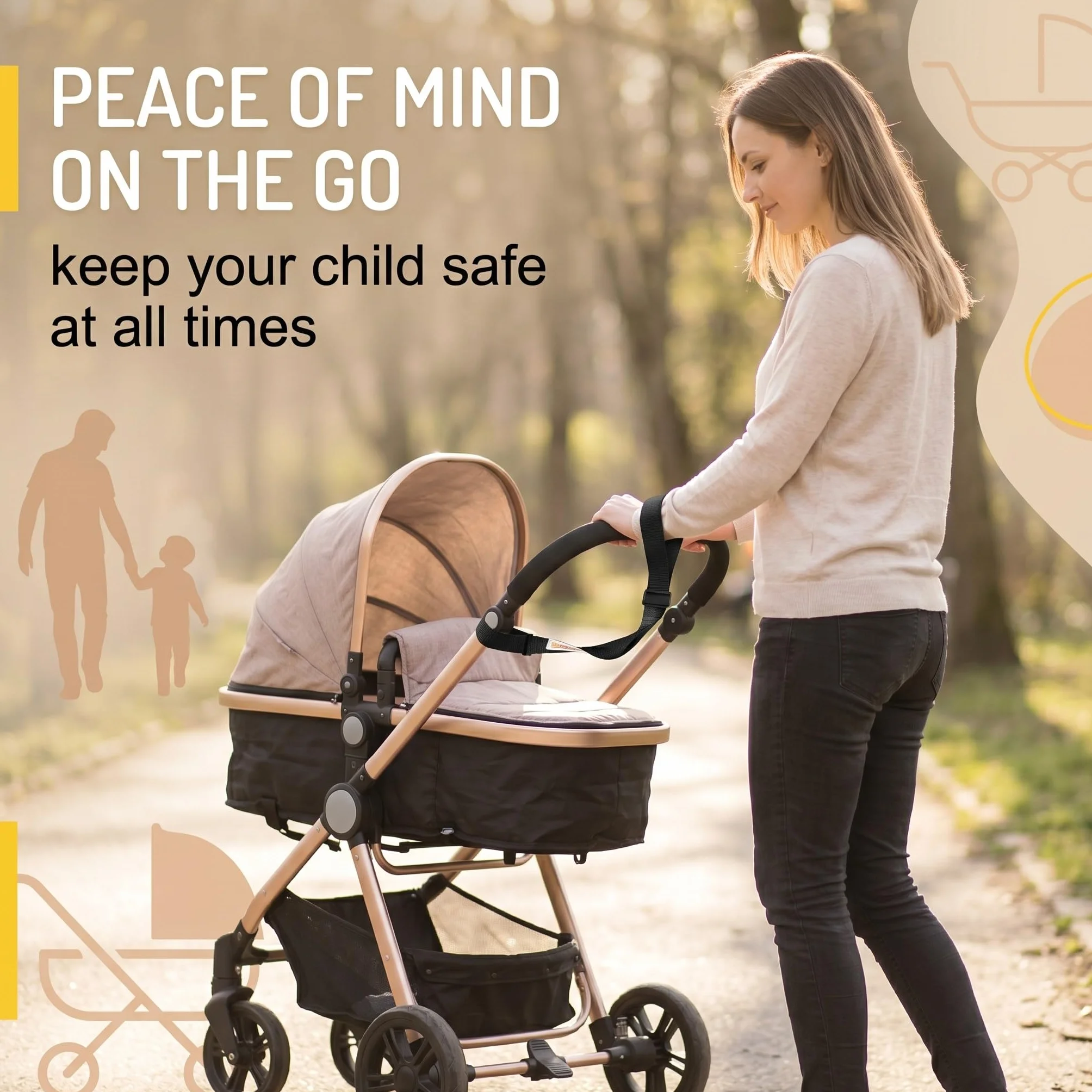 2 Pezzi Passeggino Imbracature Da Polso Passeggino Regolabile Passeggino Cinghie Passeggino Passeggino Passeggino Cintura Gancio Per Passeggino Per Sicurezza Anti-Skid Bambini (Nero)