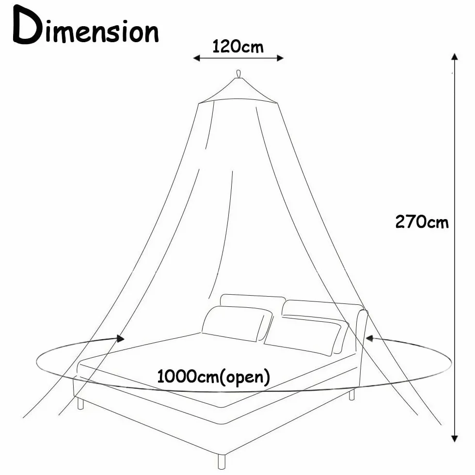 Surwin Cupola Zanzariera, Baldacchino per Letto Matrimoniale/Singolo/Bambini/Adulto Rotonda Baldacchino Protezione dalle Zanzare per Campeggio Lettura Camera da Letto (Rosa Rosa)