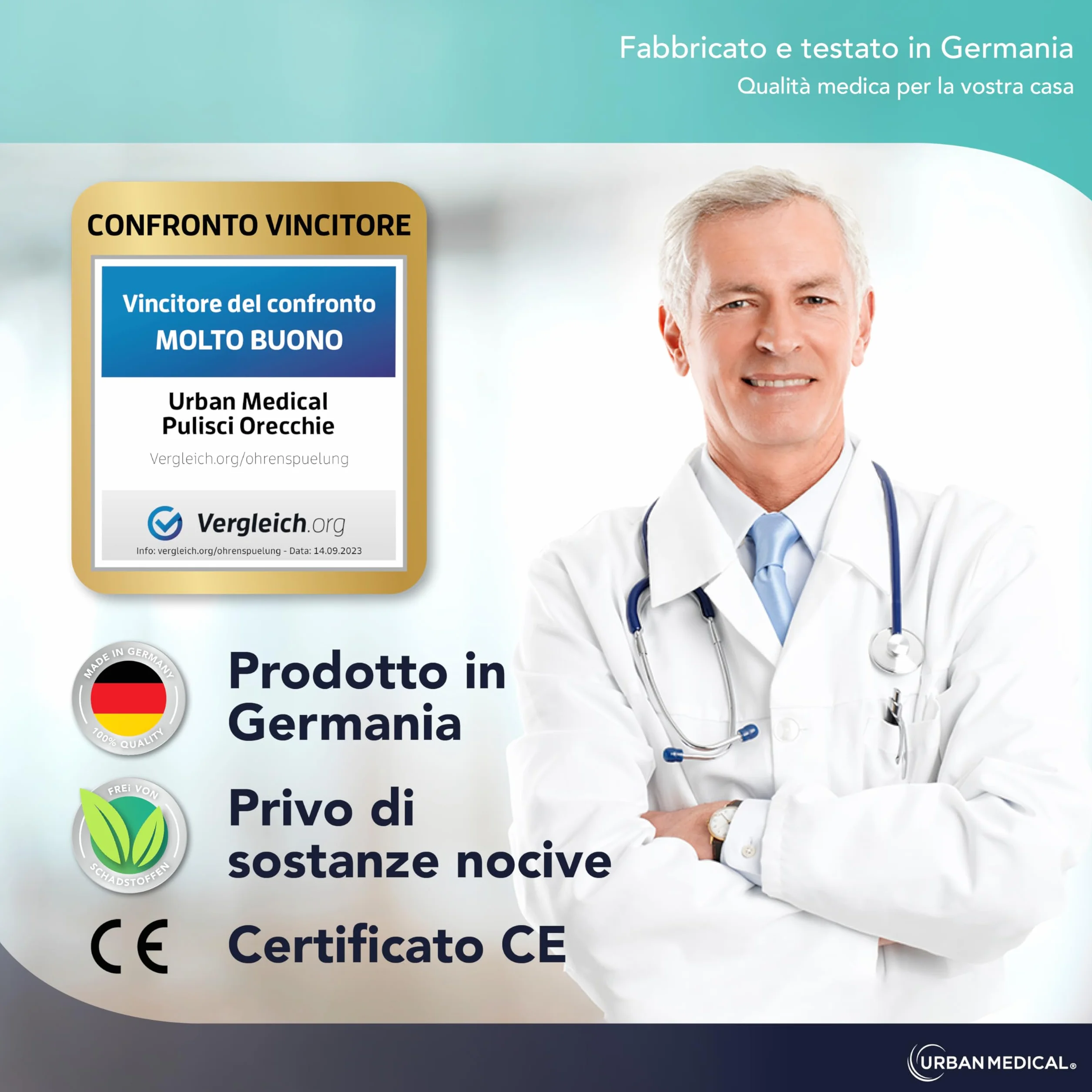 Pulisci Orecchie - Pulizia Delicata e Professionale tramite Siringa Auricolare - Sicura ed Efficace per Adulti, Bambini e Neonati - Pulitore Auricolare Riutilizzabile - 200 ml
