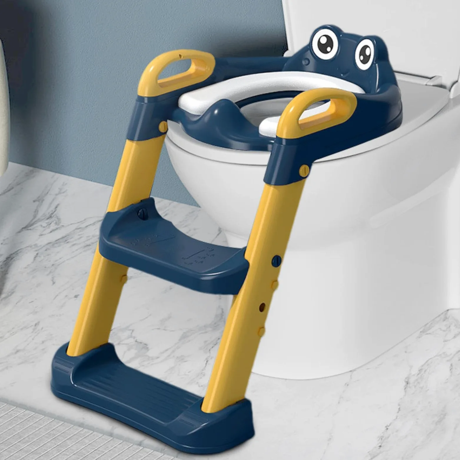 Sedile WC con gradini, regolabile, sedile per WC antiscivolo | maniglie sicure, per bambini, ragazze, per imparare a usare il bagno