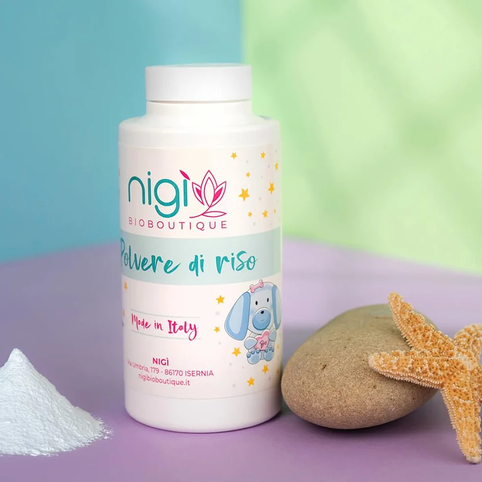 Nigì Bio Boutique - Polvere di riso neonati, fresco sollievo - Polvere di riso biologica certificata