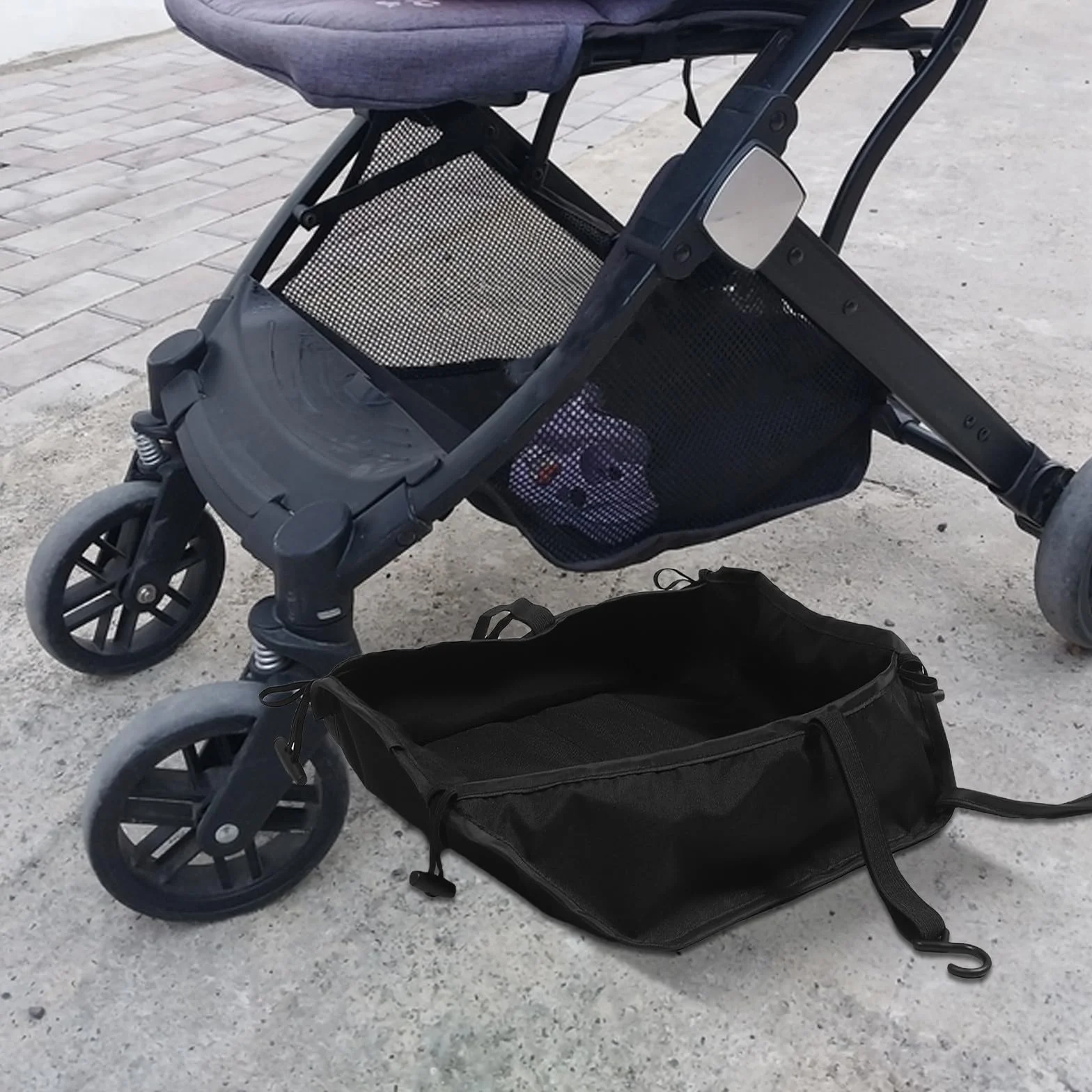 Gatuida Cestello portaoggetti universale per passeggino, accessorio per riporre il passeggino sotto la borsa, organizer facile da installare per accessori da viaggio e da esterno.