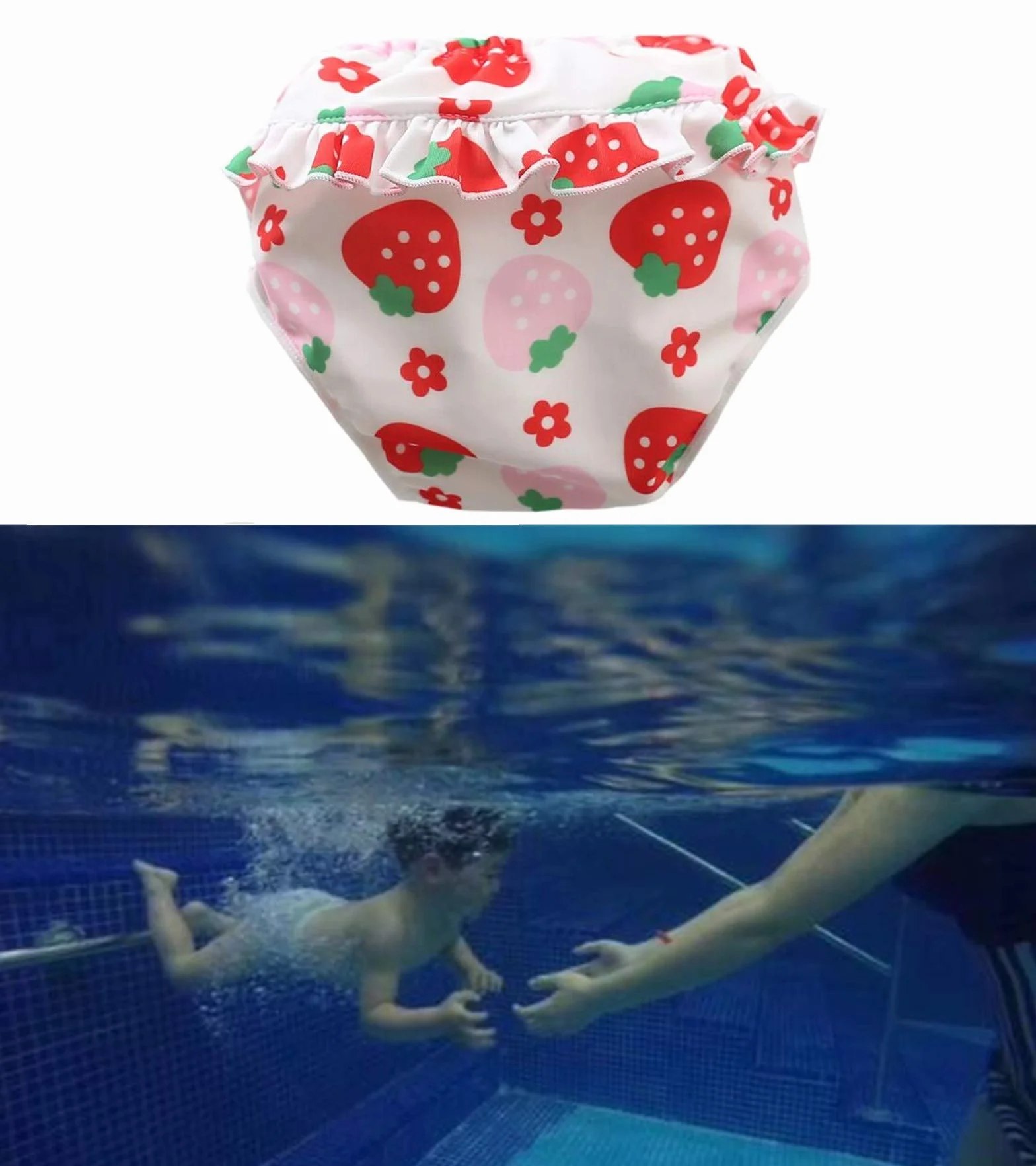 Pannolini da nuoto riutilizzabili, 2 pezzi pantaloni da nuoto per bambine (0-4 anni), pannolino da nuoto con volant, costume da bagno (colore C, XL-36-44lb/3-4 anni)