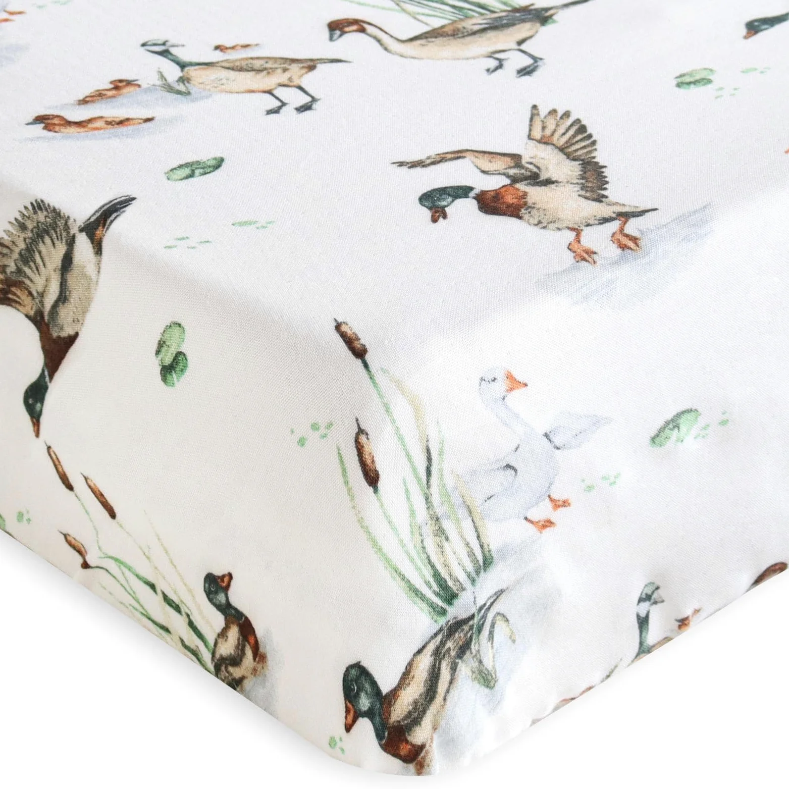 LifeTree Mallard Duck - Lenzuola per culla per neonati e ragazze, in mussola, per culla standard, 70% viscosa di bambù e 30% cotone, 71 x 132 cm