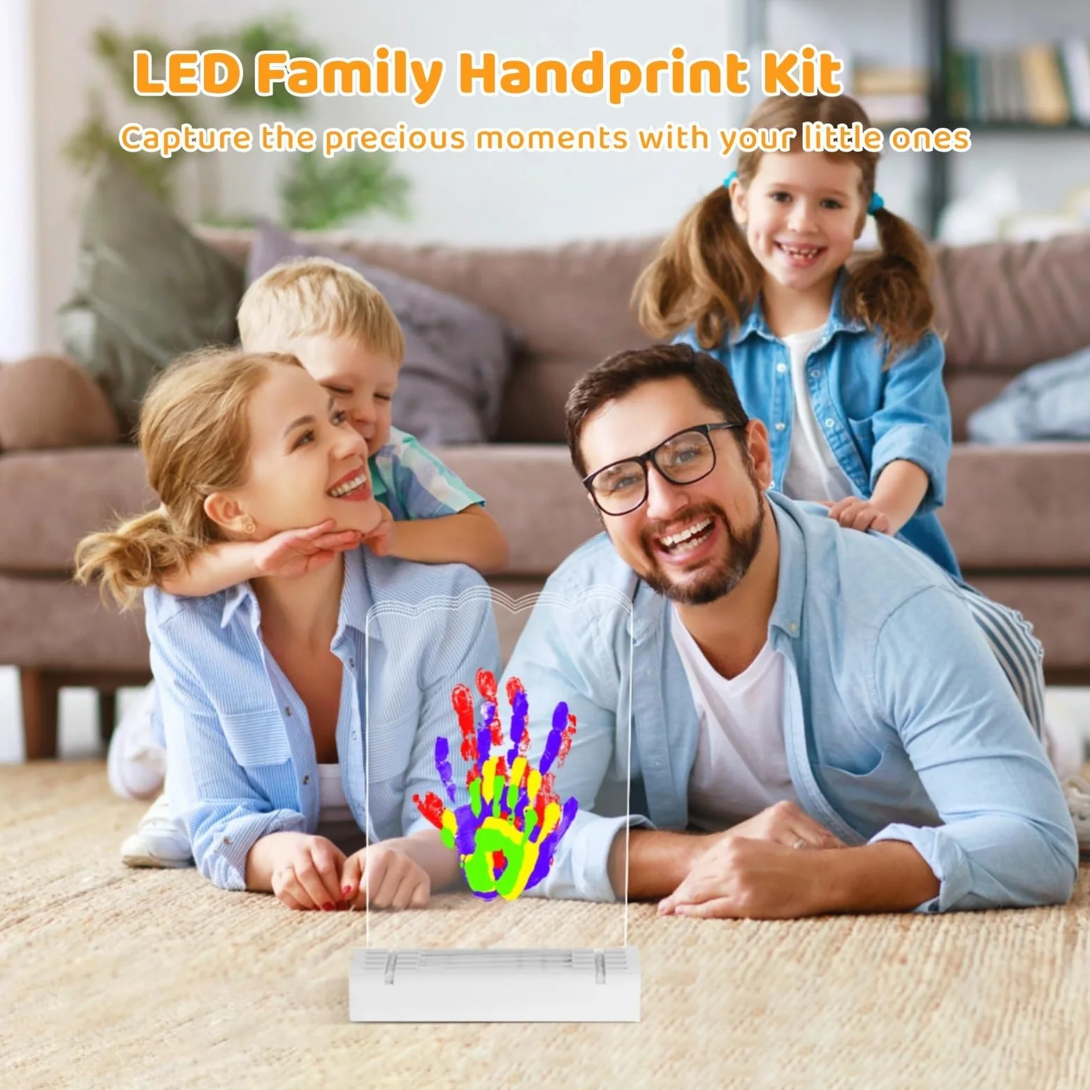 Kit per impronte di mani a LED, regalo personalizzato per i neogenitori, cornice fai da te per impronte di mani e piedi, kit di luce notturna, ricordo a LED per piccole docce, compleanni