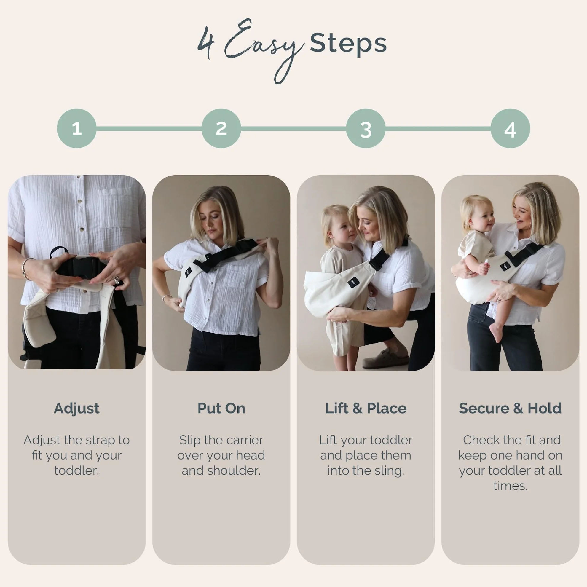 Boba Buddy Fascia Porta Bebe - 100% Cotone, Fascia Laterale Porta Bambino Ergonomico con Spallacci Regolabili, Fibbie di Sicurezza e Seduta Ampia, Include Borsa (9-48 Mesi/8-20 kg) - Grey