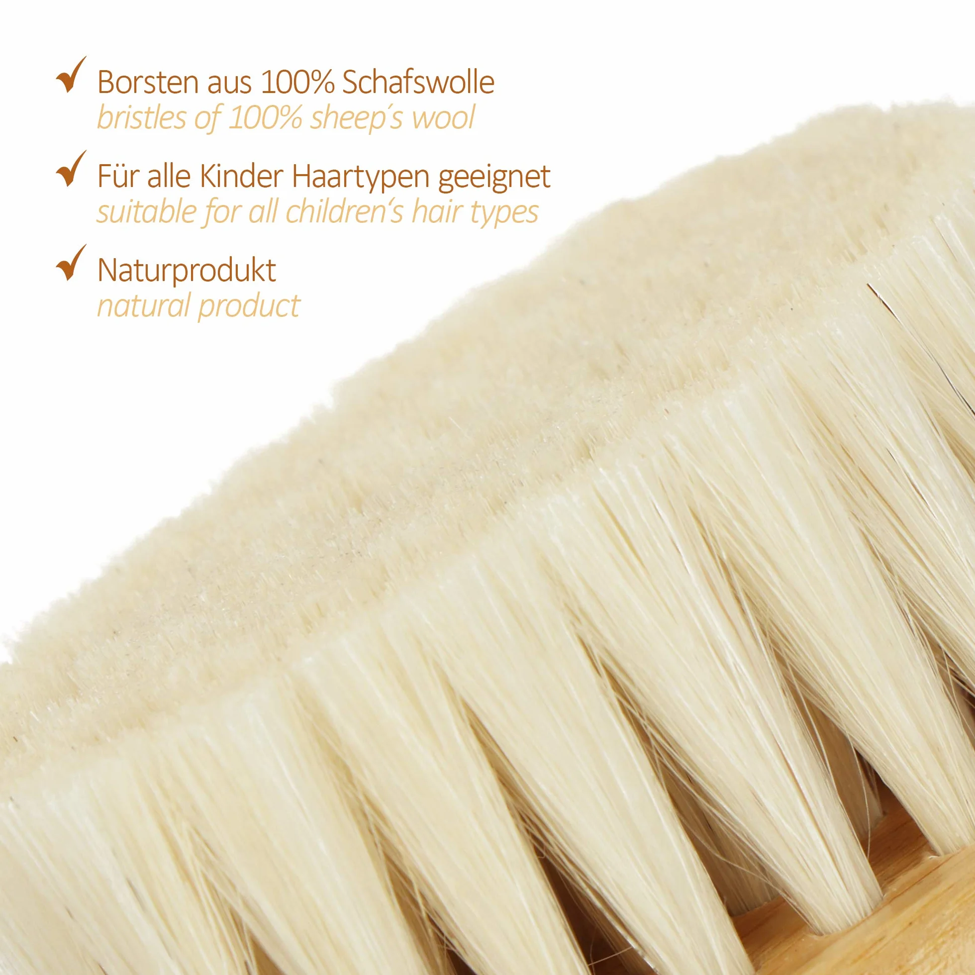 com-four® Spazzola per Neonati e Pettine per Neonati e Bambini Piccoli - Spazzola per Capelli in bambù con Morbida Lana di Pecora (Pettine + Spazzola per Capelli - Pecora)