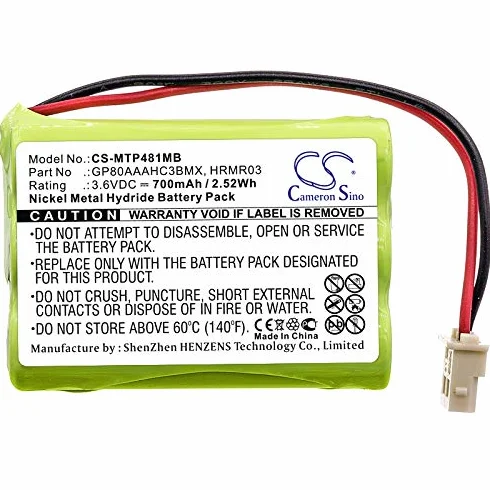 TECHTEK Batteria 700mAh compatibile con [Fisher-Price] J2457, J2458, M6163, TEL10160, per [Motorola] MBP33S, MBP33SPU, MBP33XL, MBP33XLPU, MBP36PU, MBP36S, MBP36SPU, MBP481, MBP482, MBP483, MBP48 FBA