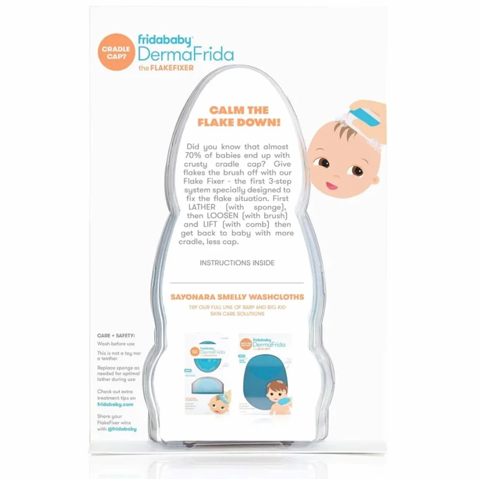Frida Baby FlakeFixer – Kit trattamento per crosta lattea, 3 fasi, cura delicata per cuoio capelluto, con pettine e spugna inclusi