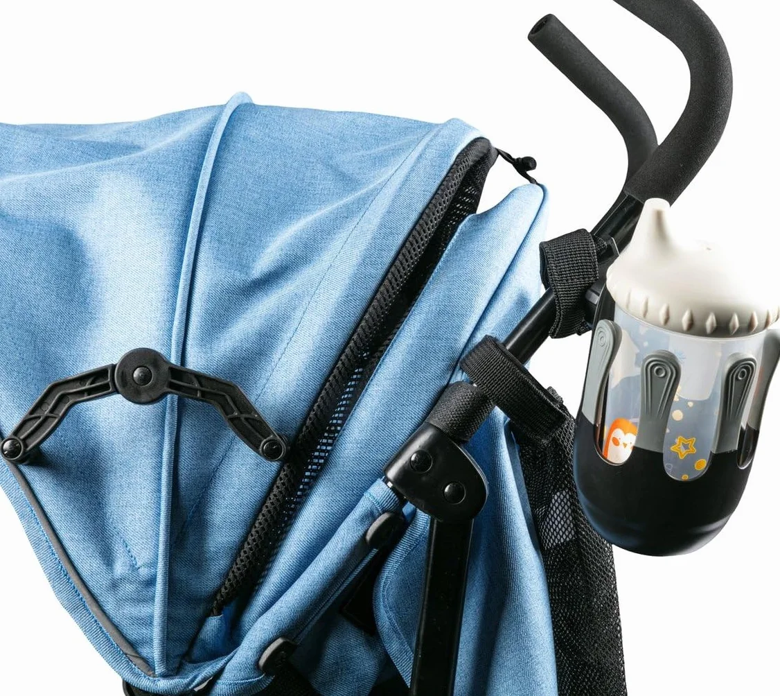 Portabicchiere Da Passeggino Universale Regolabile - Supporto Porta Biberon Con Cinghia In Velcro E Struttura Antiscivolo