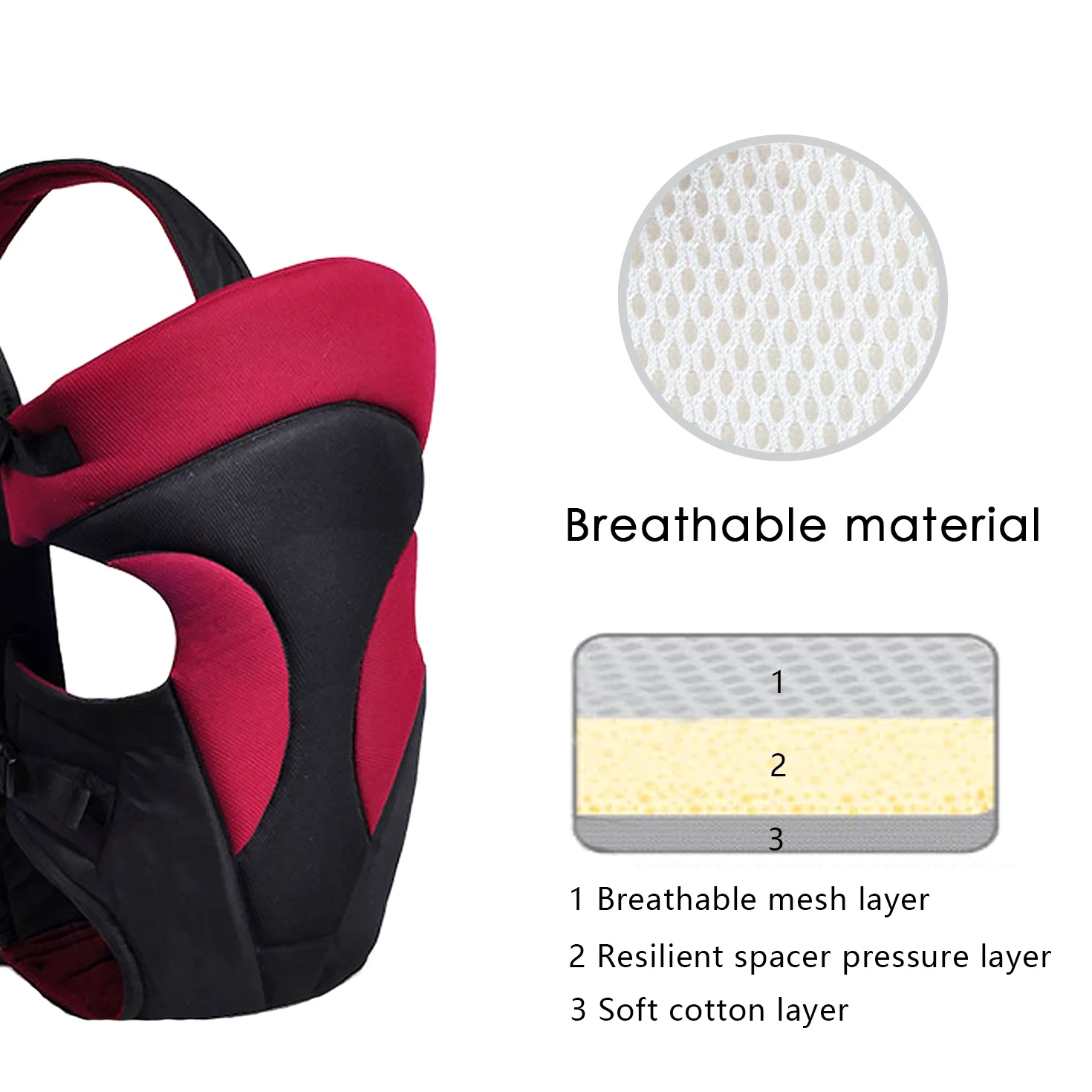SONARIN Nuova Marsupio Neonati,Sicura e Comoda,rinforzata in posizione ergonomica, portatile traspirante multifunzionale all-season,varietà di posizione, il miglior regalo per bambini(Rosso scuro)