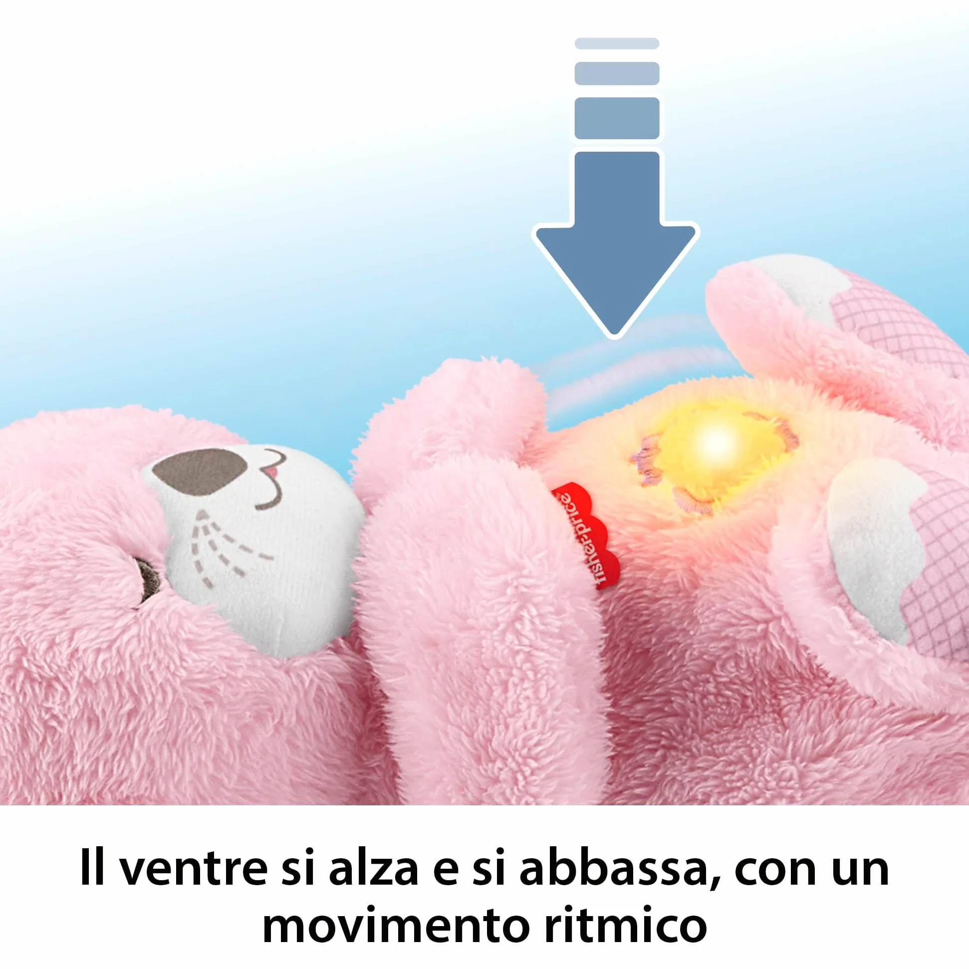 Fisher-Price - Lontra Rosa Soffice Relax, Peluche sensoriale Portatile con Movimento respiratorio e luci calmanti, Melodie per Il Sonno del Neonato, Giocattolo per Bambini, 0+ Mesi, JLJ33