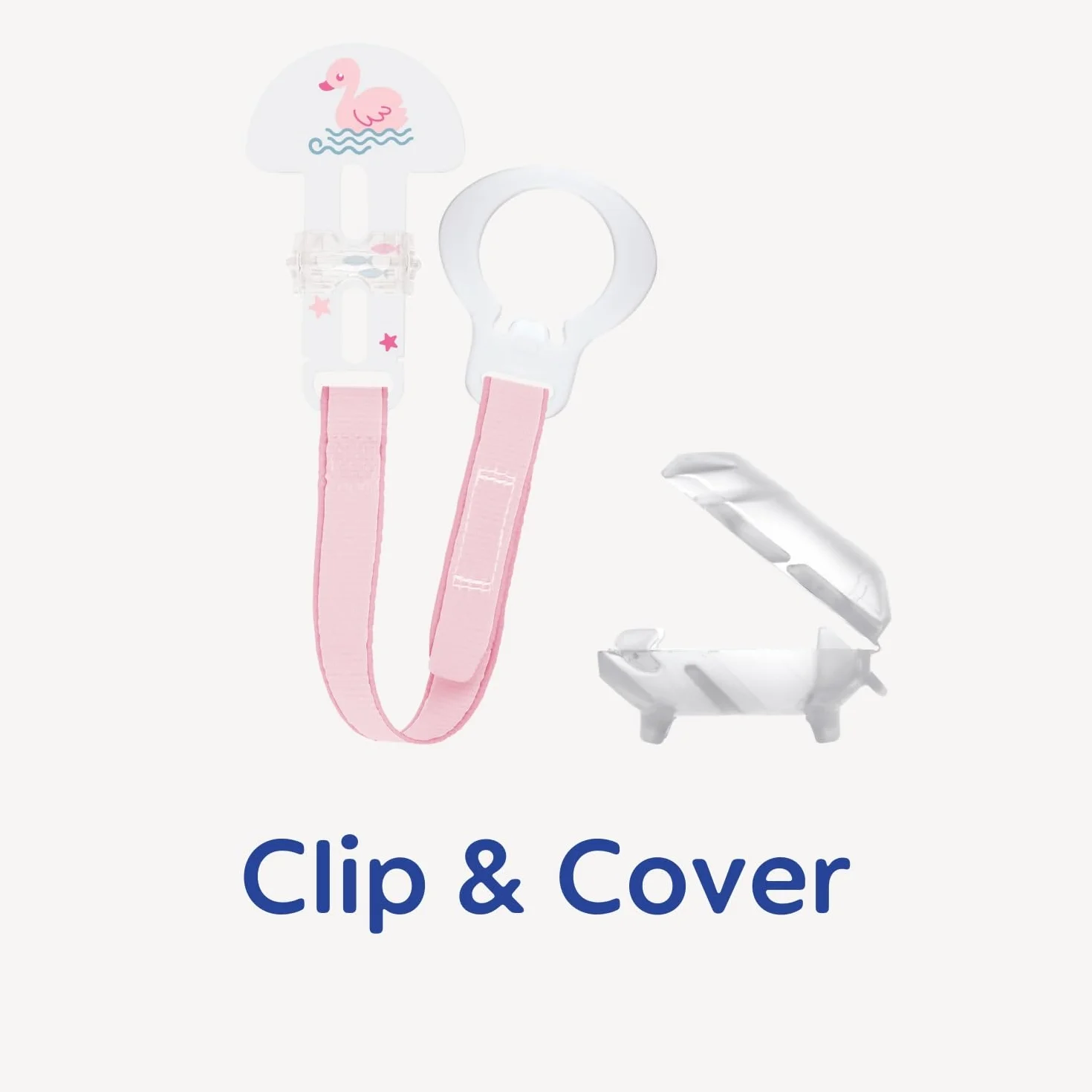 MAM Clip & Cover Catenella Portaciuccio, Catenella ciuccio 0+ mesi regolabile con chiusura a velcro e salvasucchietto, Compatibile con accessori neonato, succhietti e dentaruoli, Azzurro