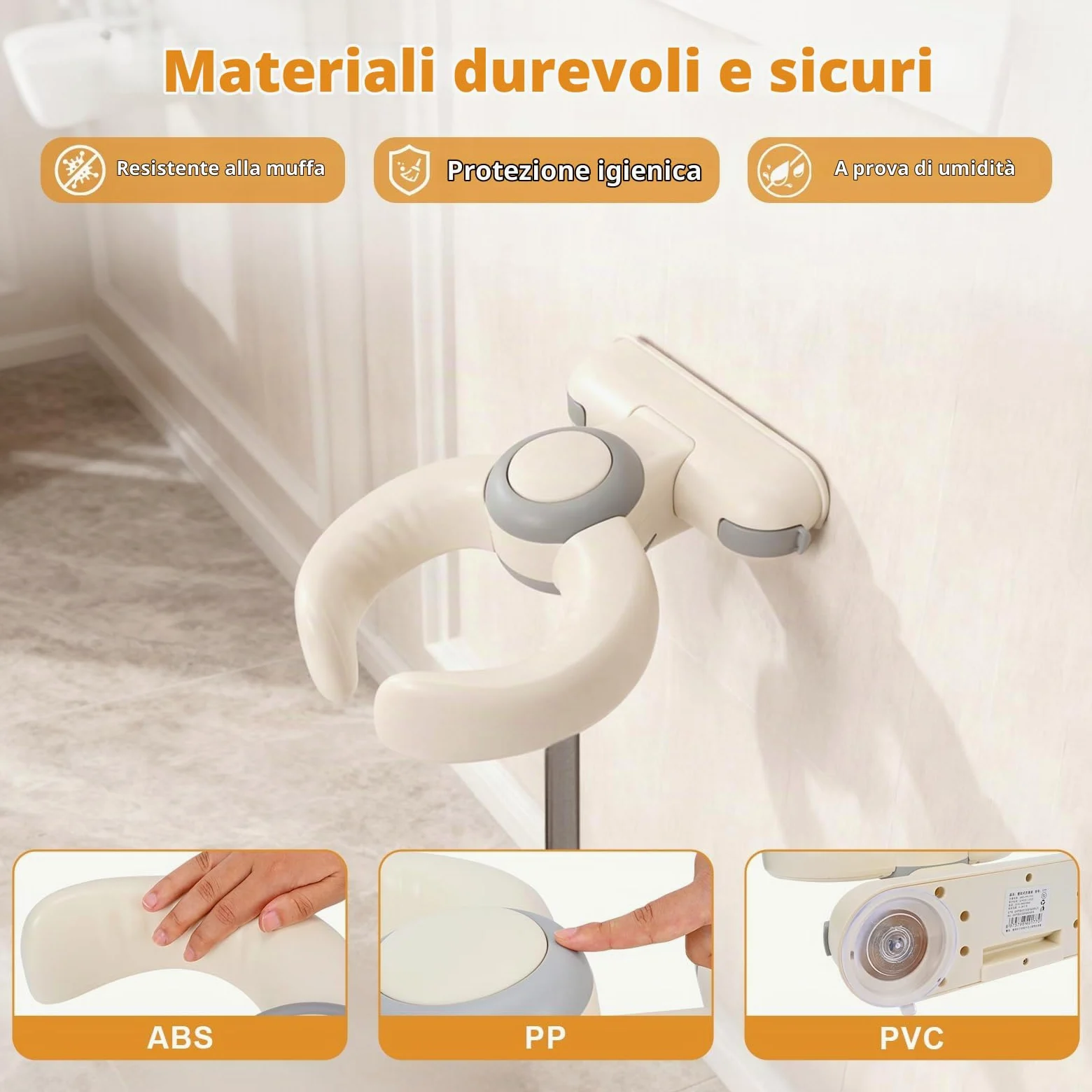 Supporto Doccia Neonati | Altezza Reg. 26-35cm | Antiscivolo Maniglia Sicurezza | Pieghevole Senza BPA | 6-36 Mesi
