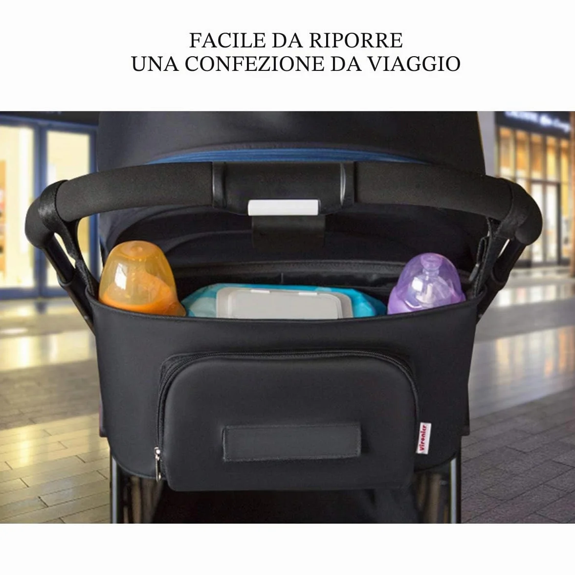 ZONSUSE Borsa multifunzione per neonati, borsa portaoggetti per passeggino, con velcro, impermeabile, universale