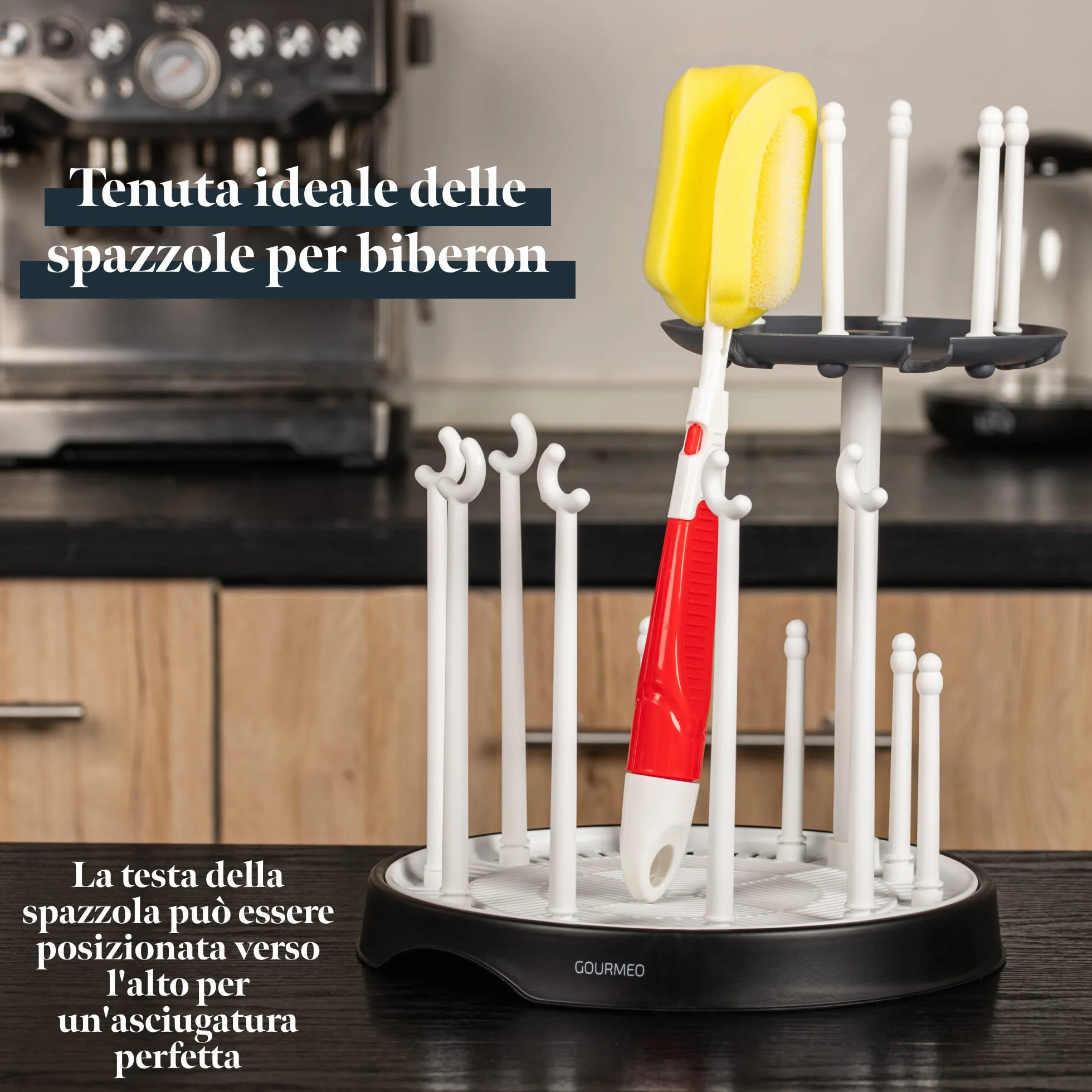 Cestello Scola e Asciuga Biberon Doppio - Porta Biberon per 16 Bottiglie e Accessori - Scolabiberon da Cucina per il Lavaggio e L'asciugatura degli Accessori per Neonato