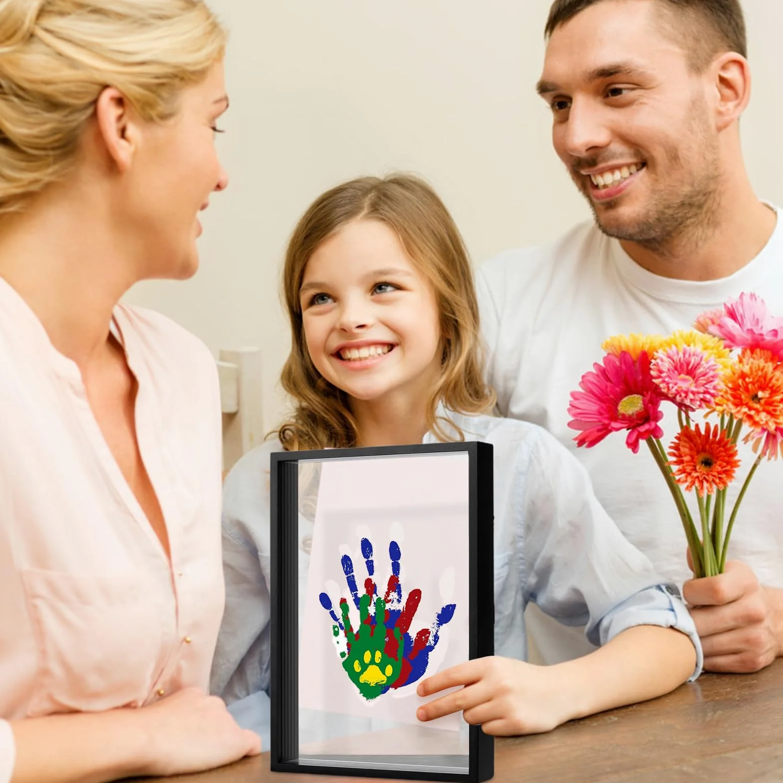 Kit Per Impronta Mano Neonato Cornice Portafoto Trasparente Soprammobile da | Ricordo Di Famiglia Con Impronta Della Mano Soprammobile Da Casa Per Shower, Camera Neonato,