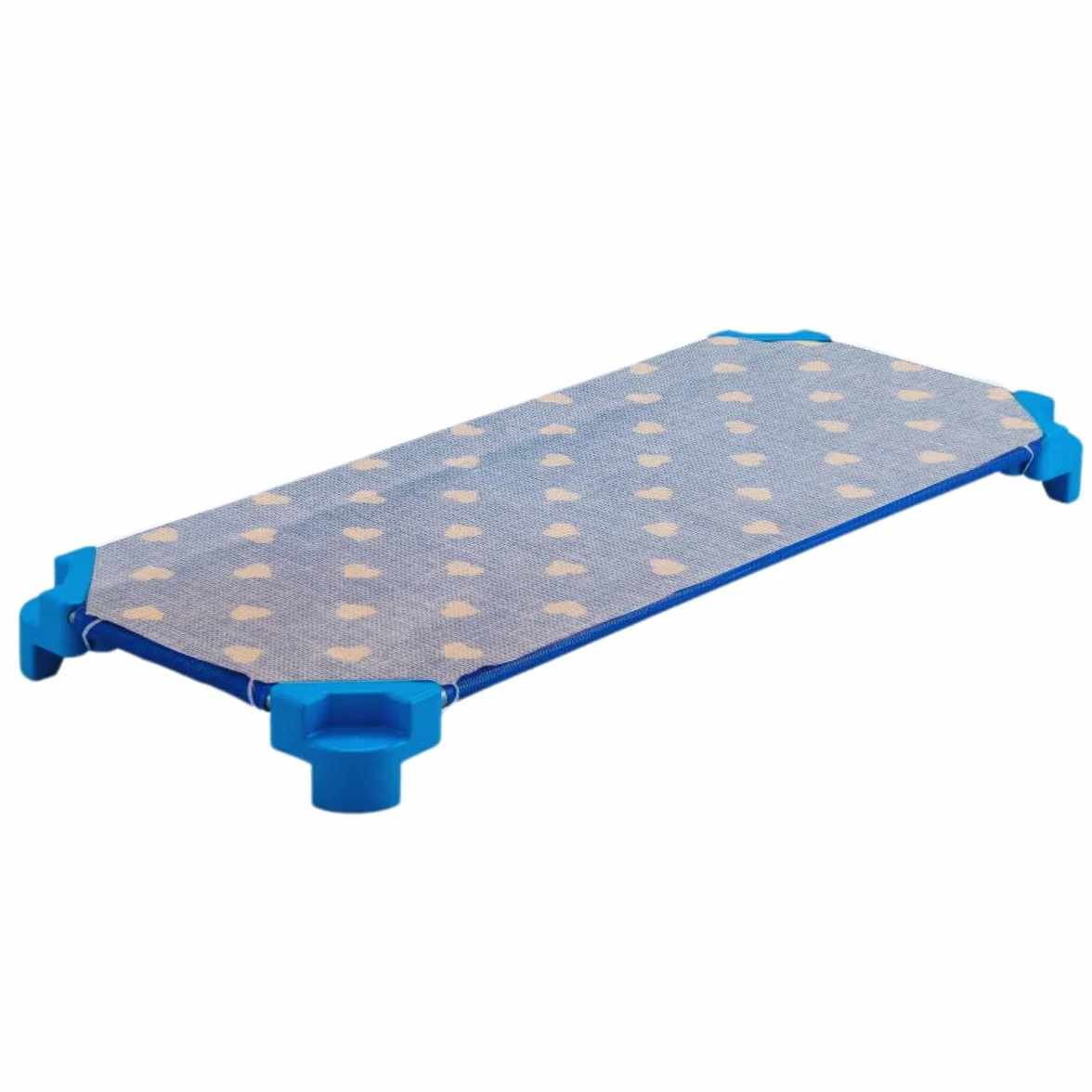 Lenzuolo con Angoli Elastici per Brandina da Asilo in Puro Cotone 100%, 60x135 (Cuori blu)