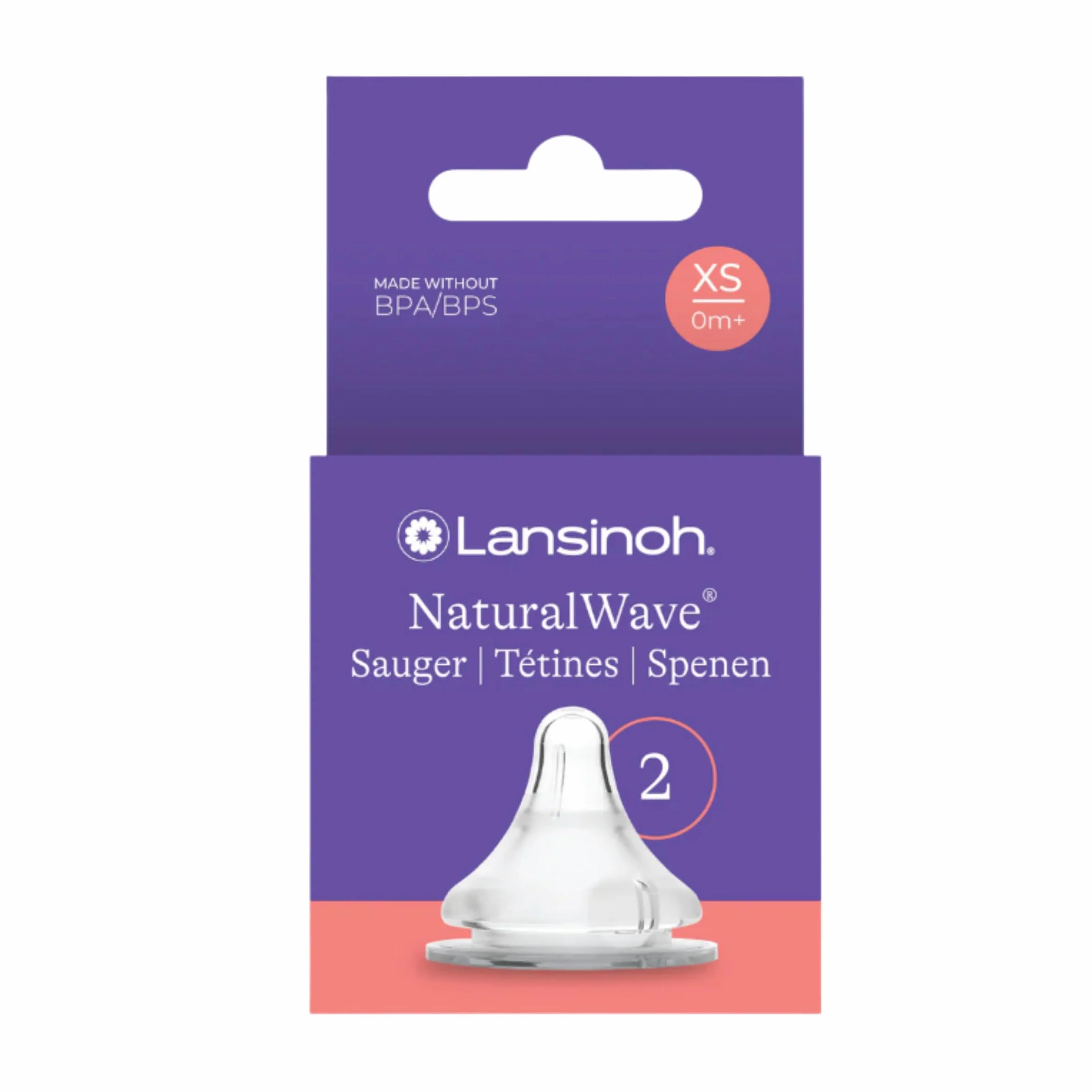 Lansinoh NaturalWave - Set di 2 tettarelle, misura XS – flusso di latte extra lento – adatto per neonati – a partire da 0 mesi