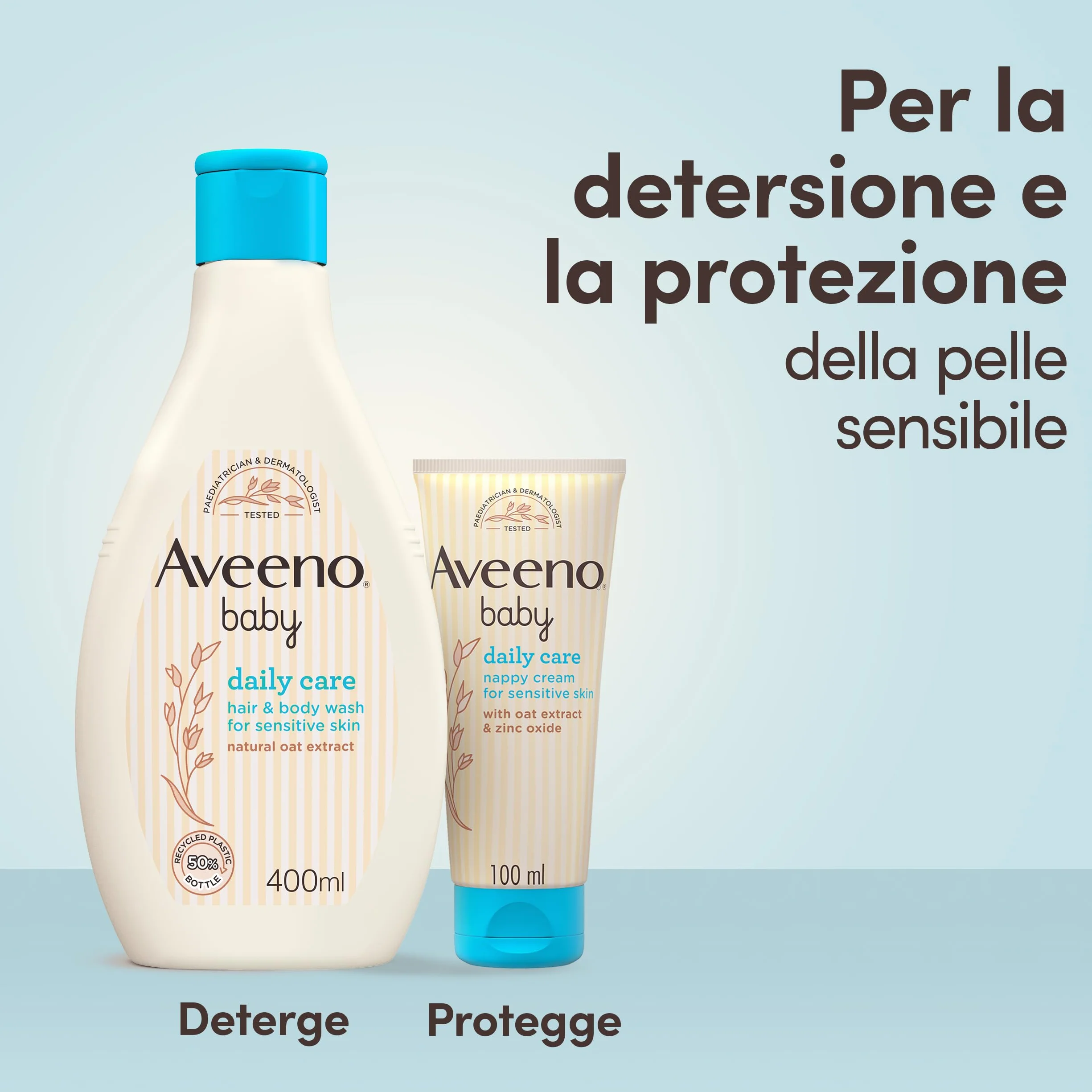 Aveeno Baby Daily Care Set Neonato con Pasta Cambio Pannolino 100 ml con Ossido di Zinco ed estratto di Avena e Bagnoschiuma neonato 400 ml per la detersione della pelle sensibile – Esclusiva Amazon