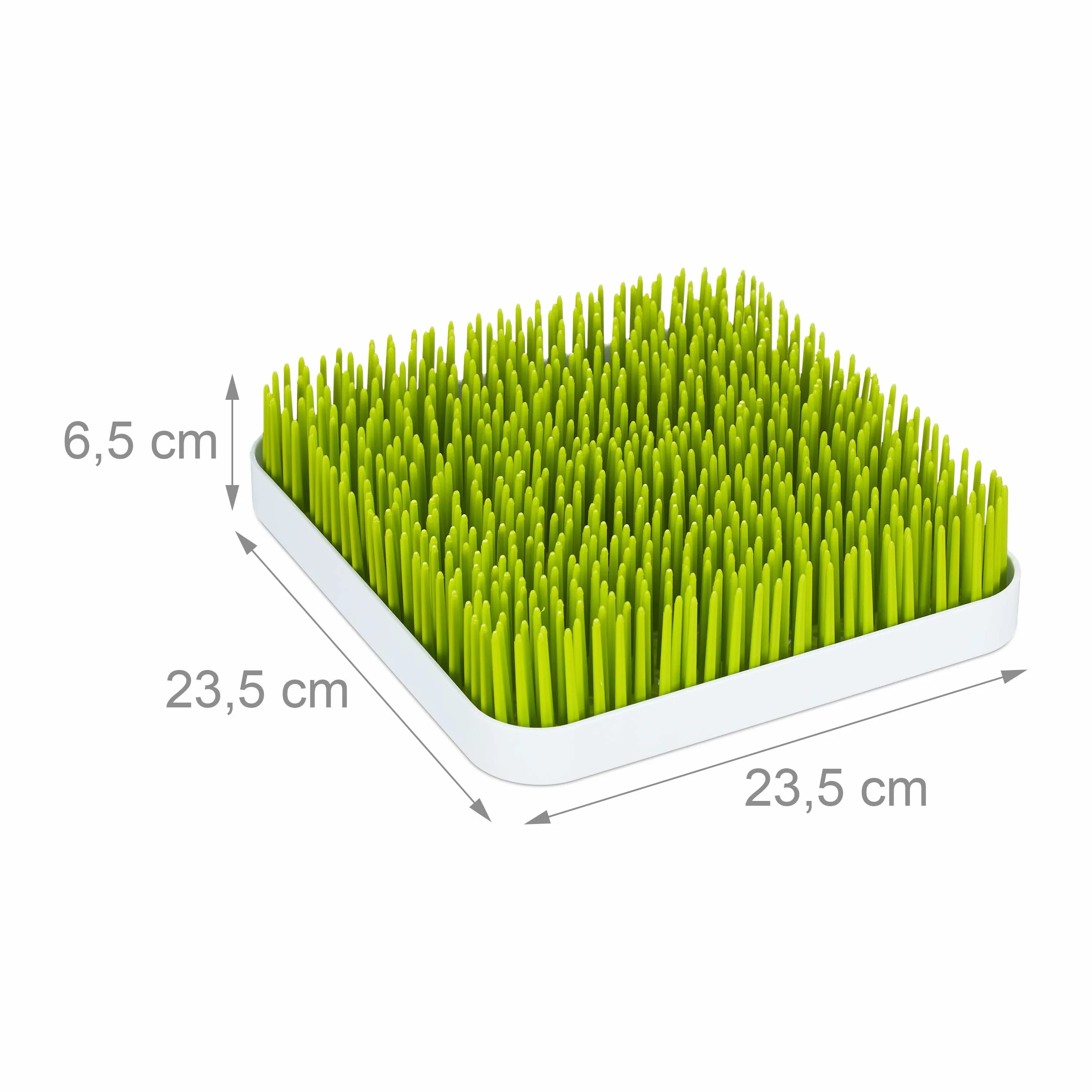 Relaxdays Little Choice Scolabiberon, Vaschetta Raccogli Gocce, Rastrelliera Asciuga Ciucci, in Plastica, 23 x 23 cm, Verde/Bianco
