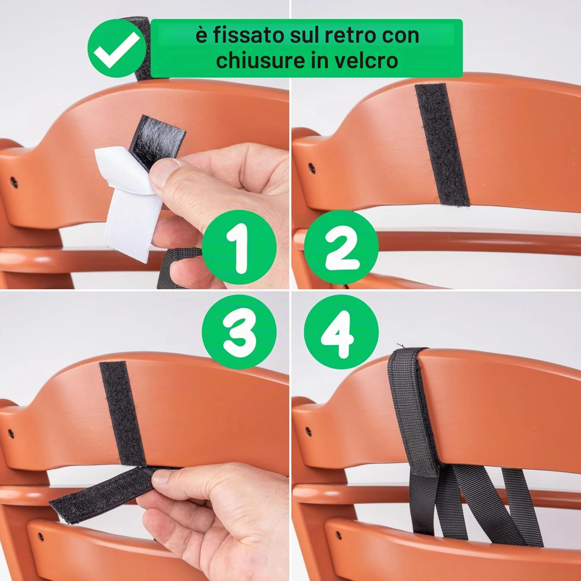 Sistema di imbracatura a 5 punti per seggiolone, 1 Set, compatibile con Hauck, Stokke Tripp Trapp, Roba, ecc., in Nero, imbracatura con clip sul petto