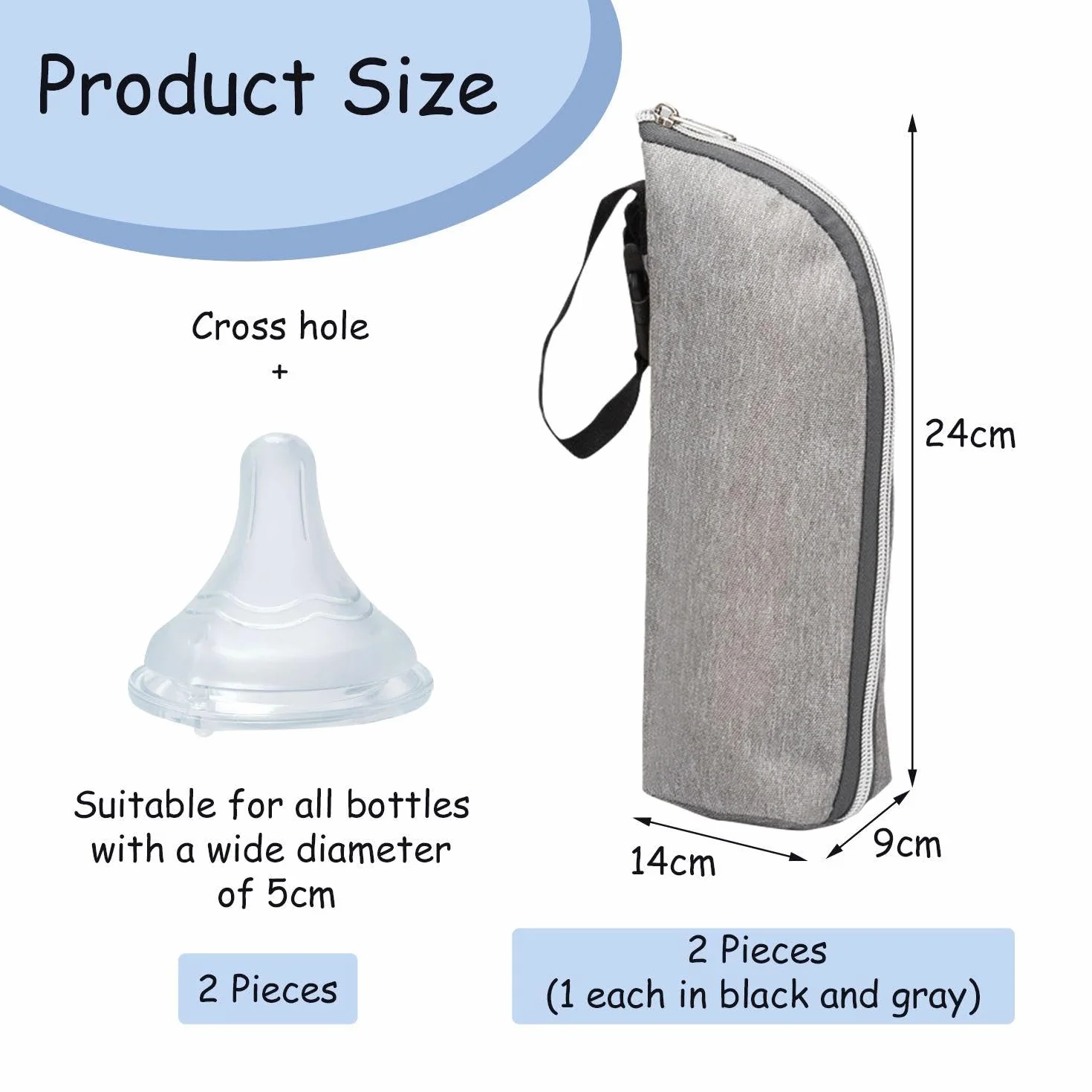 Borse Per Bottiglie Da 2 Pezzi E Ciucci Da 2 Pezzi, Borsa Per Bottiglie Isolata, Borsa Per Bottiglie Portatile, Adatta Per Viaggi E Uso Esterno