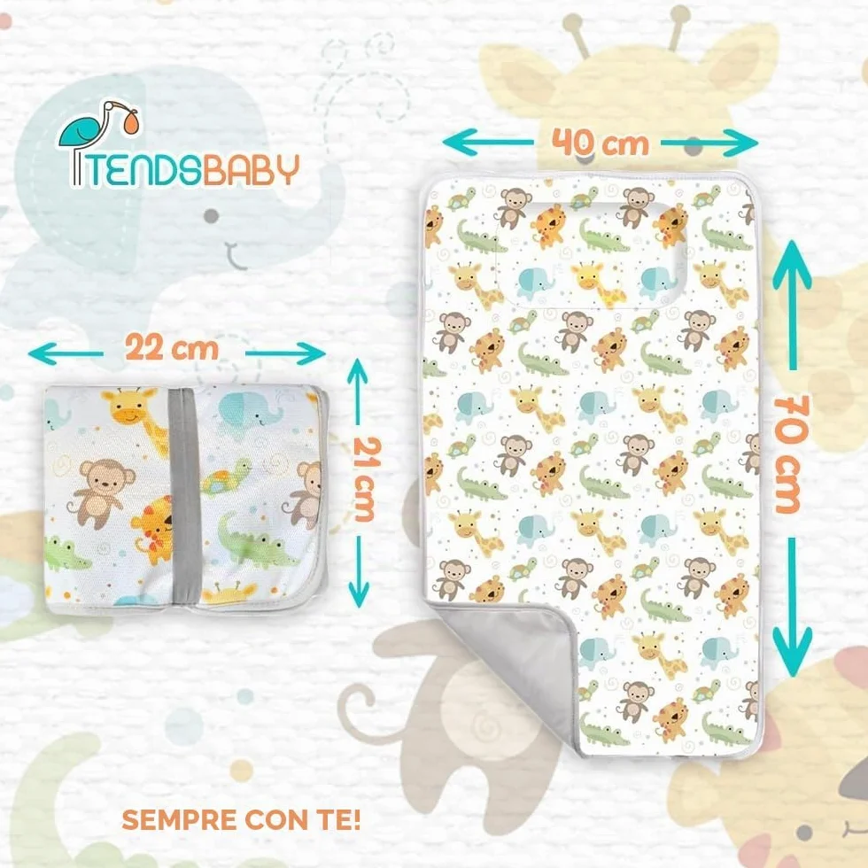 TENDS Fasciatoio Portatile Neonato - Fasciatoio Pieghevole e Impermeabile per Viaggio como Neonato Accessori Utili - Regalo Nascita Perfetto per Bimbo e Bimba - Fasciatoio neonato portatile