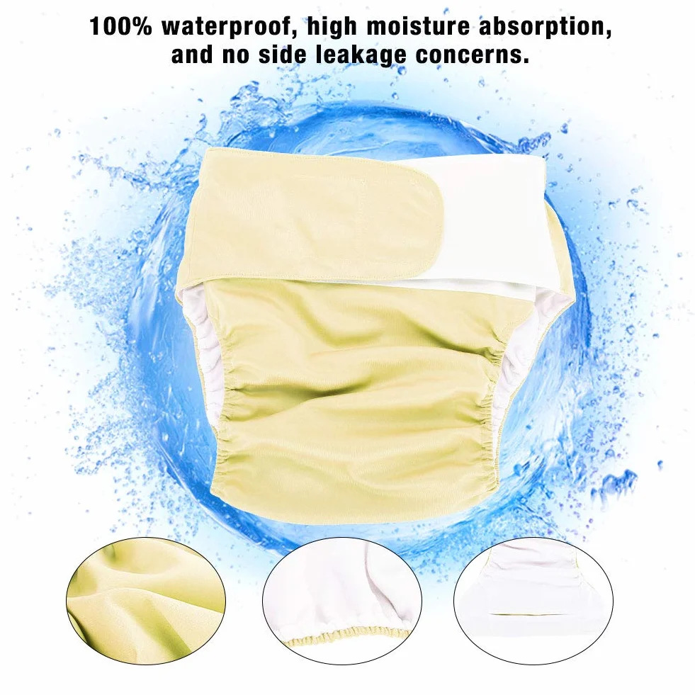 Couche Femme, Pannolini per Adulti con Pannolino Grande Regolabile Donna Blue305 Pannolino di Stoffa per Adulti Riutilizzabile Lavabile (giallo 102)