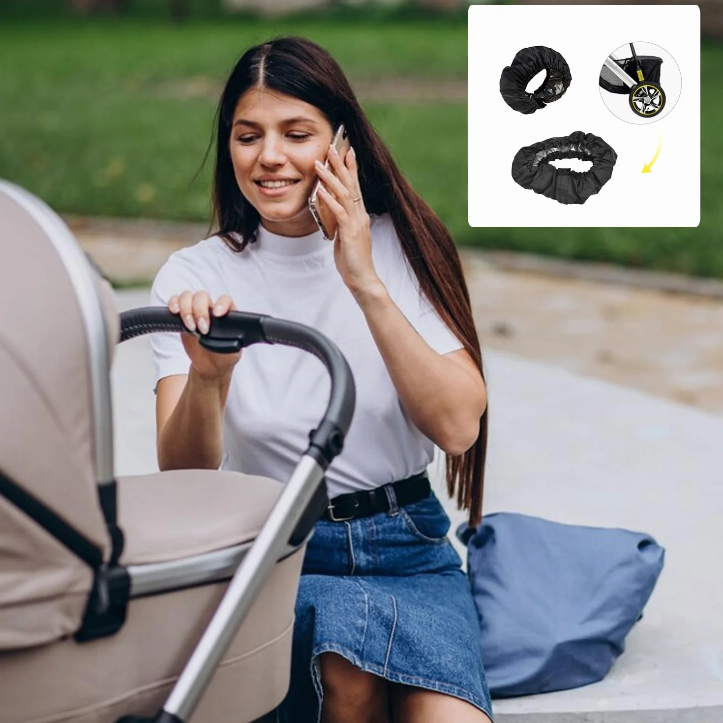 4 pezzi Copriruota per passeggino, Passeggino Coprigambe Antipolvere Copriruota, impermeabili e antisporco, accessori antipolvere