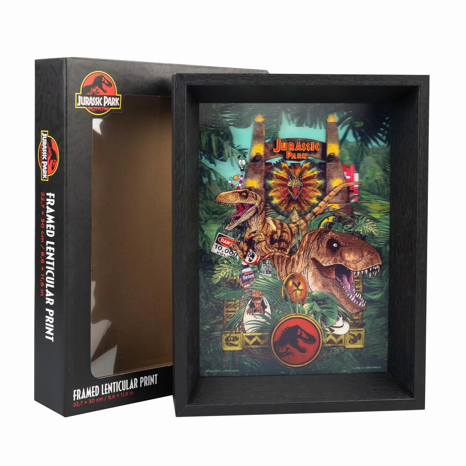 Grupo Erik: Quadro 3D Jurassic Park | Stampa Jurassic Park, Stampa 3D con Cornice Personalizzata, Poster Tridimensionale, Cofanetto Jurassic Park Gadget Casa