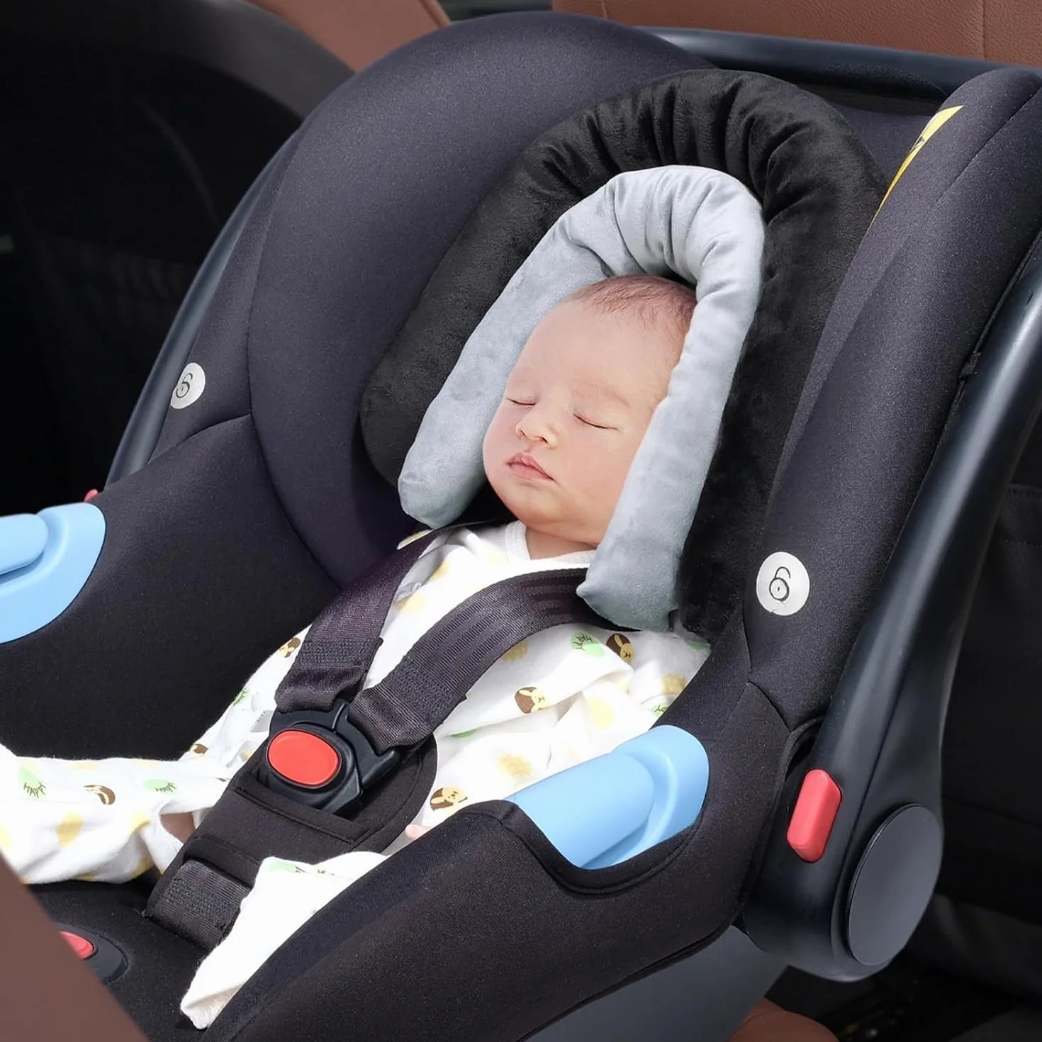 INFANZIA Riduttore per seggiolino 2 in 1, universale, per tutti i passeggini, per neonati, poggiatesta per ovetto e seggiolini auto, ideale per tutte le stagioni, 51 x 30 cm, nero