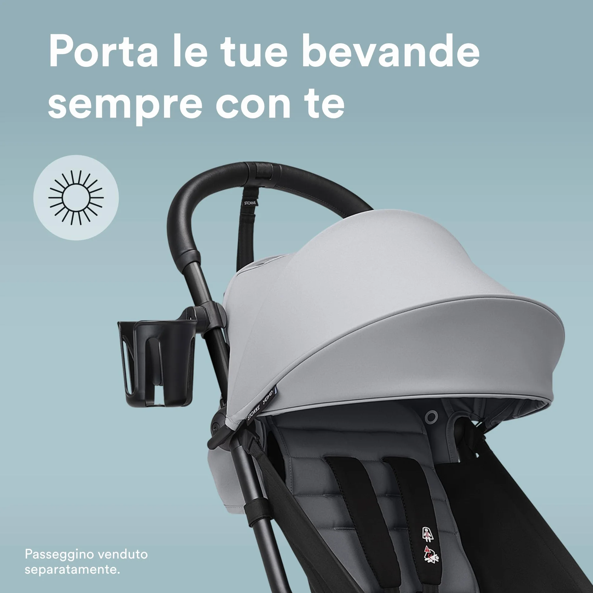 Portabicchieri Stokke YOYO - Facile da fissare in sei punti diversi sul passeggino YOYO
