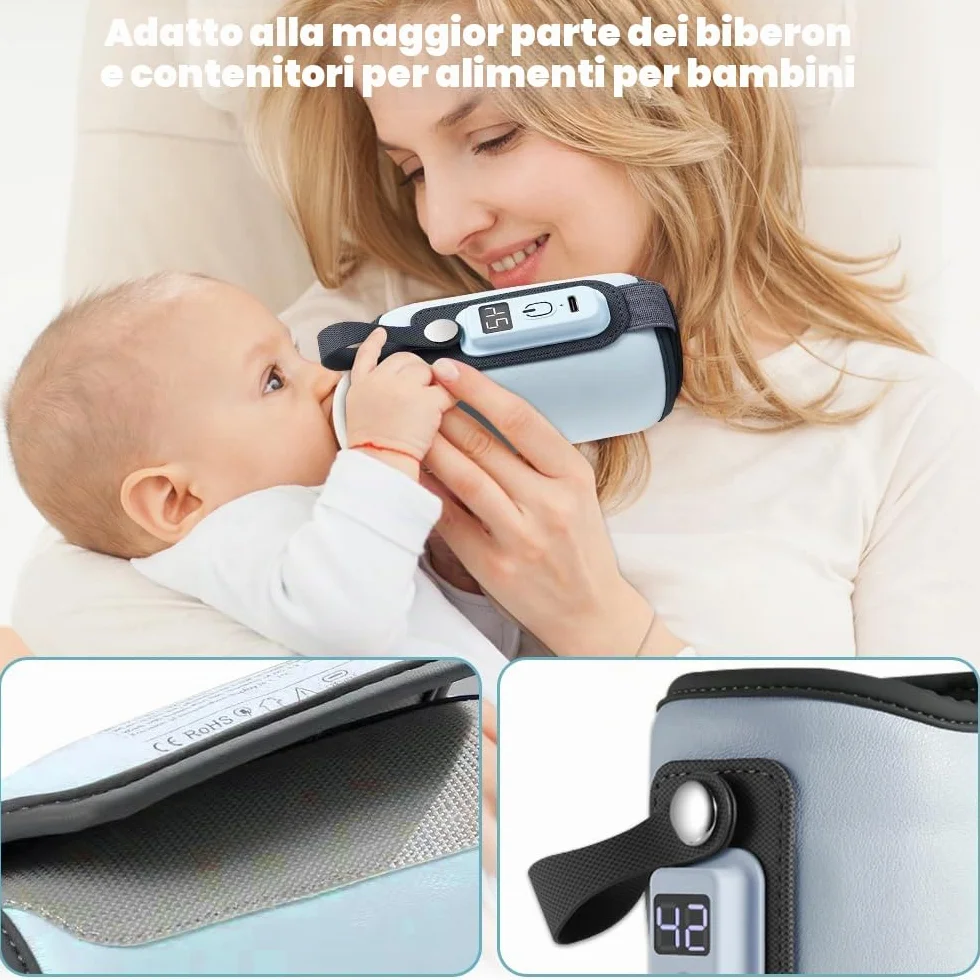 mizikuu Scaldabiberon Elettrico Auto, Sterilizzatore Biberon con Timer Digitale Display LCD Rapido Riscaldatore Di Alimenti Per Bambini Latte Materno Per Pratico da Usare a Casa e in Viaggio