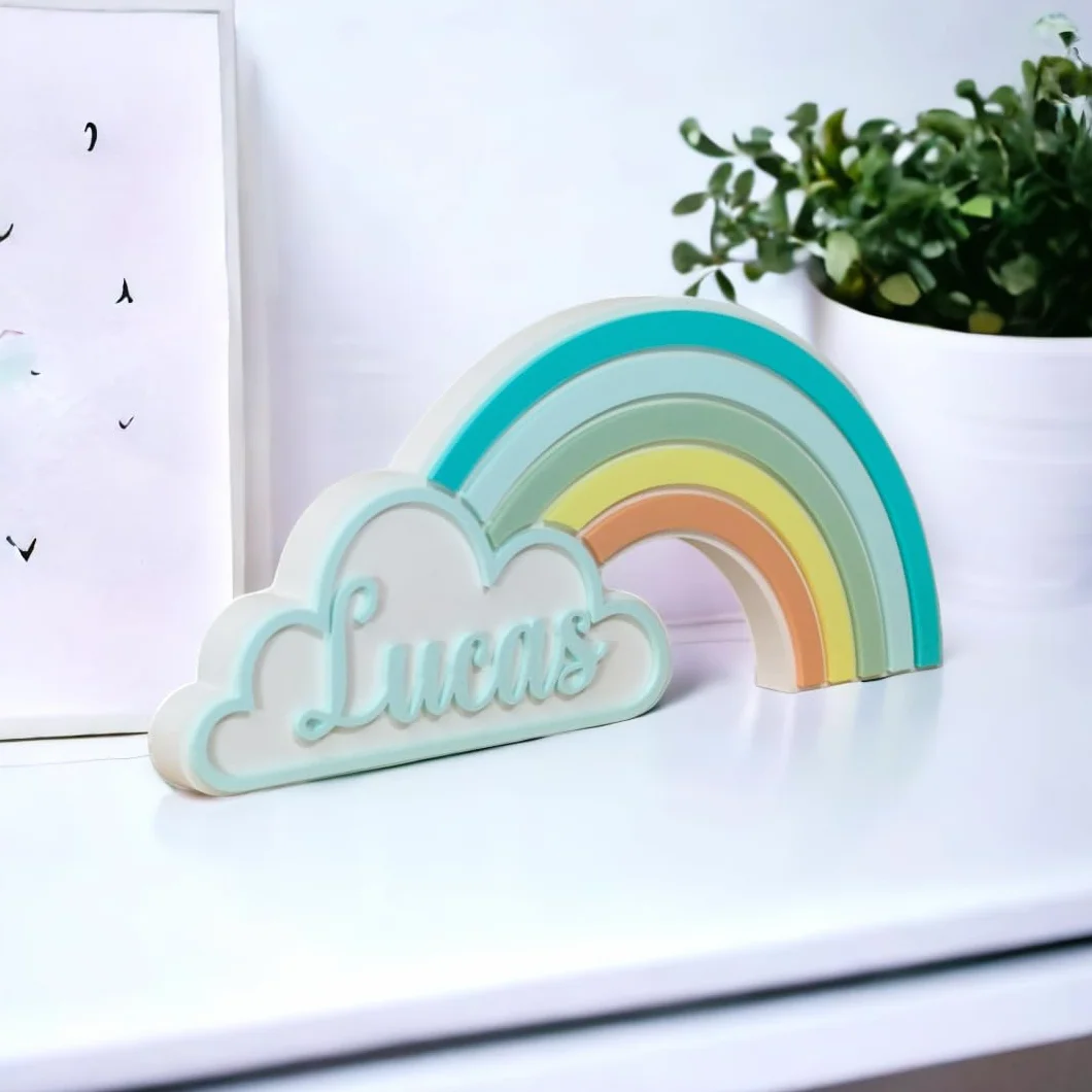 Arcobaleno con nome personalizzato. Diversi modelli tra cui scegliere. Regalo per neonati e bambini. Decorazione per baby shower e caramelle, per la cameretta dei bambini e la cameretta