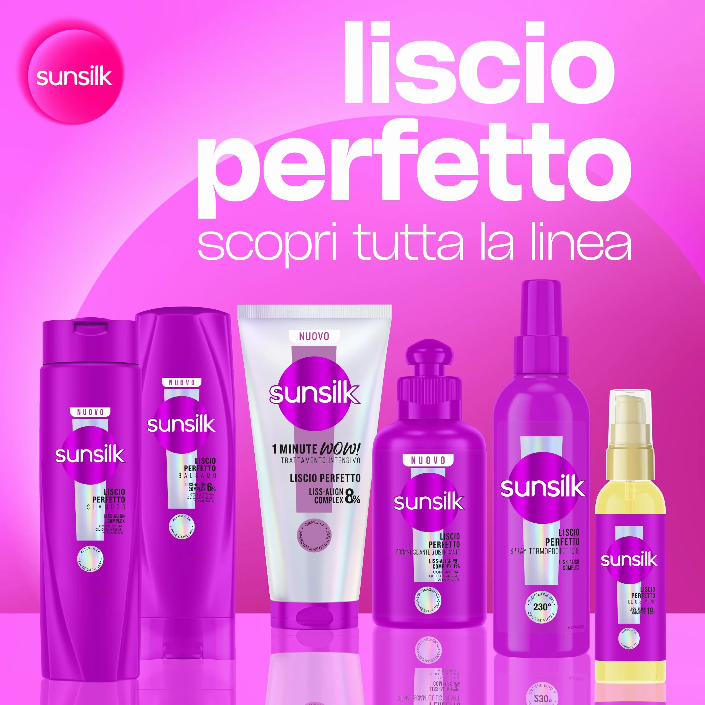 Sunsilk, Shampoo Liscio Perfetto, Shampoo per Capelli Lisci e Disciplinati, Formula Arricchita con Liss-Align Complex con Biotina, Olio di Argan e Vitamina C Formato XXL 810ml
